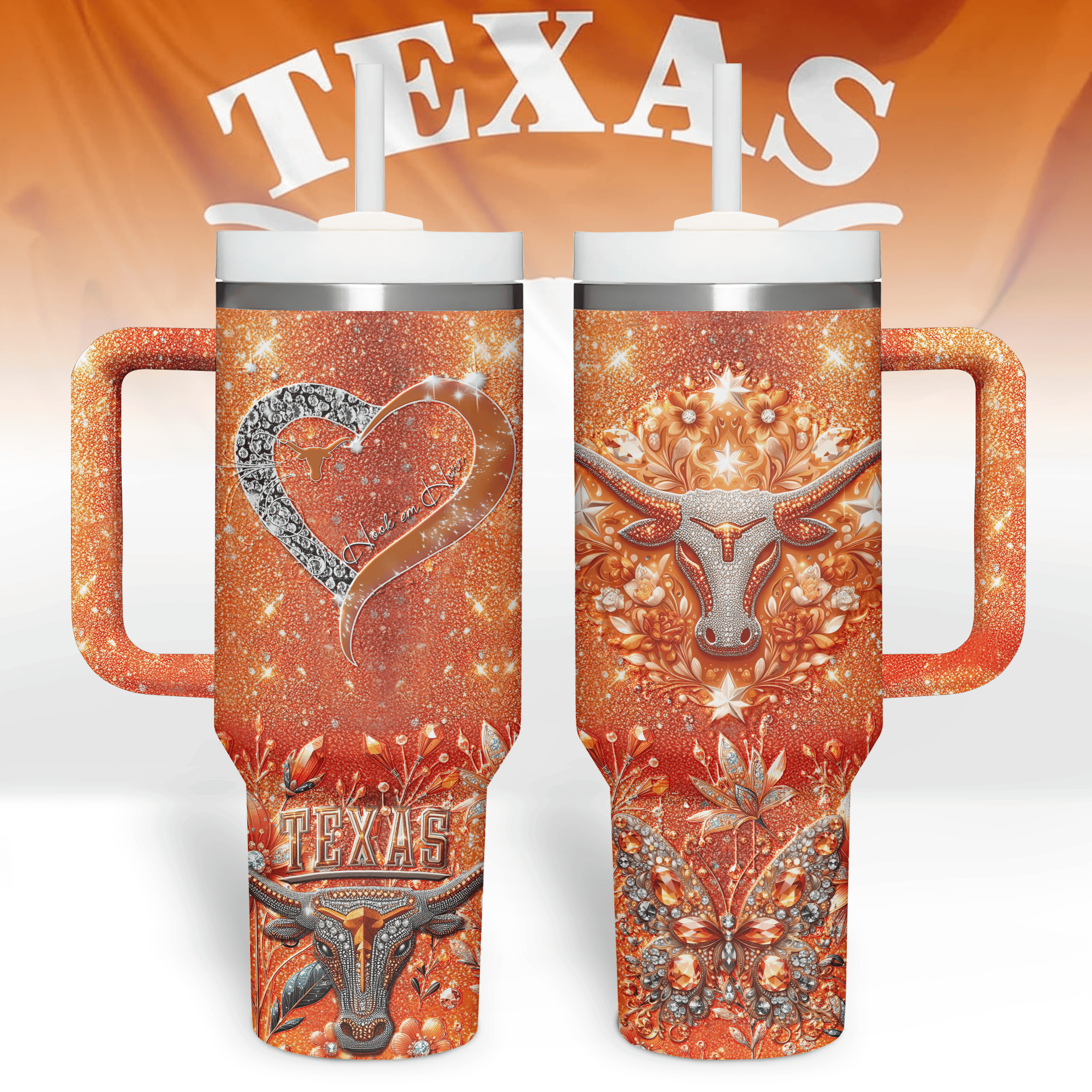 Texas Longhorns NCAA Sport Custom Stanley Cup 40 oz 30 oz Tumbler With Handle