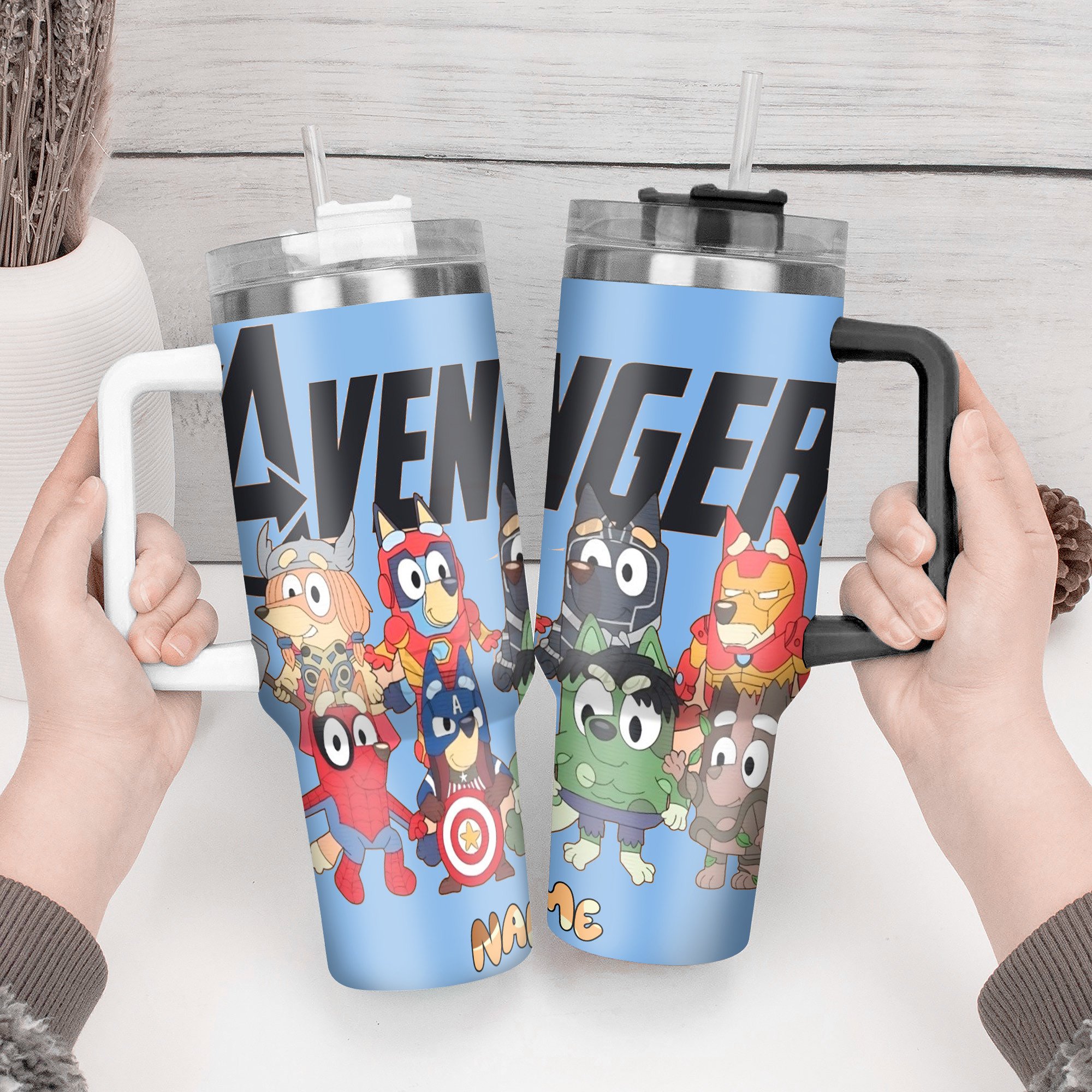 The Family Bluey Cartoon Custom Stanley Cup 40 oz 30 oz Tumbler With Handle