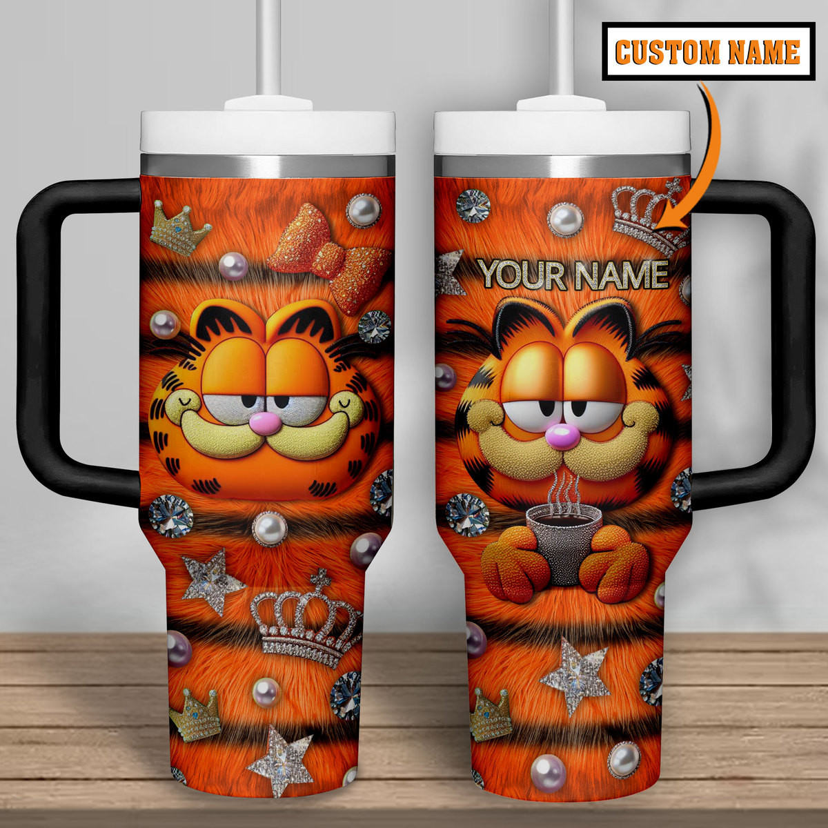 The Garfield Cartoon Custom Stanley Cup 40 oz 30 oz Tumbler With Handle
