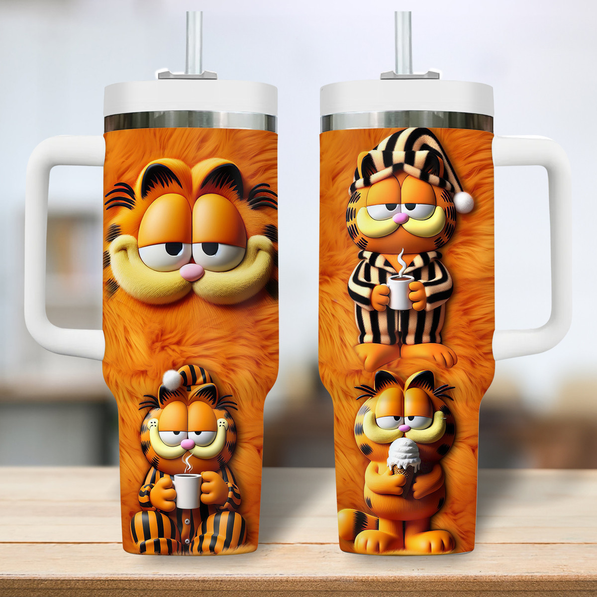 The Garfield Cartoon Custom Stanley Cup 40 oz 30 oz Tumbler With Handle