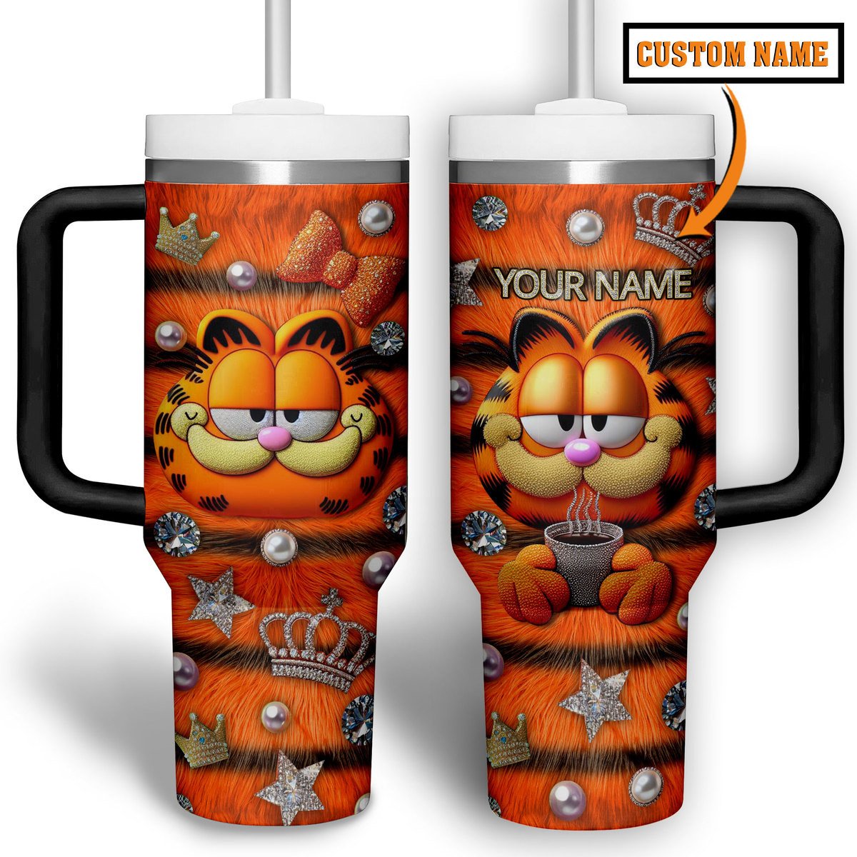 The Garfield Cartoon Custom Stanley Cup 40 oz 30 oz Tumbler With Handle