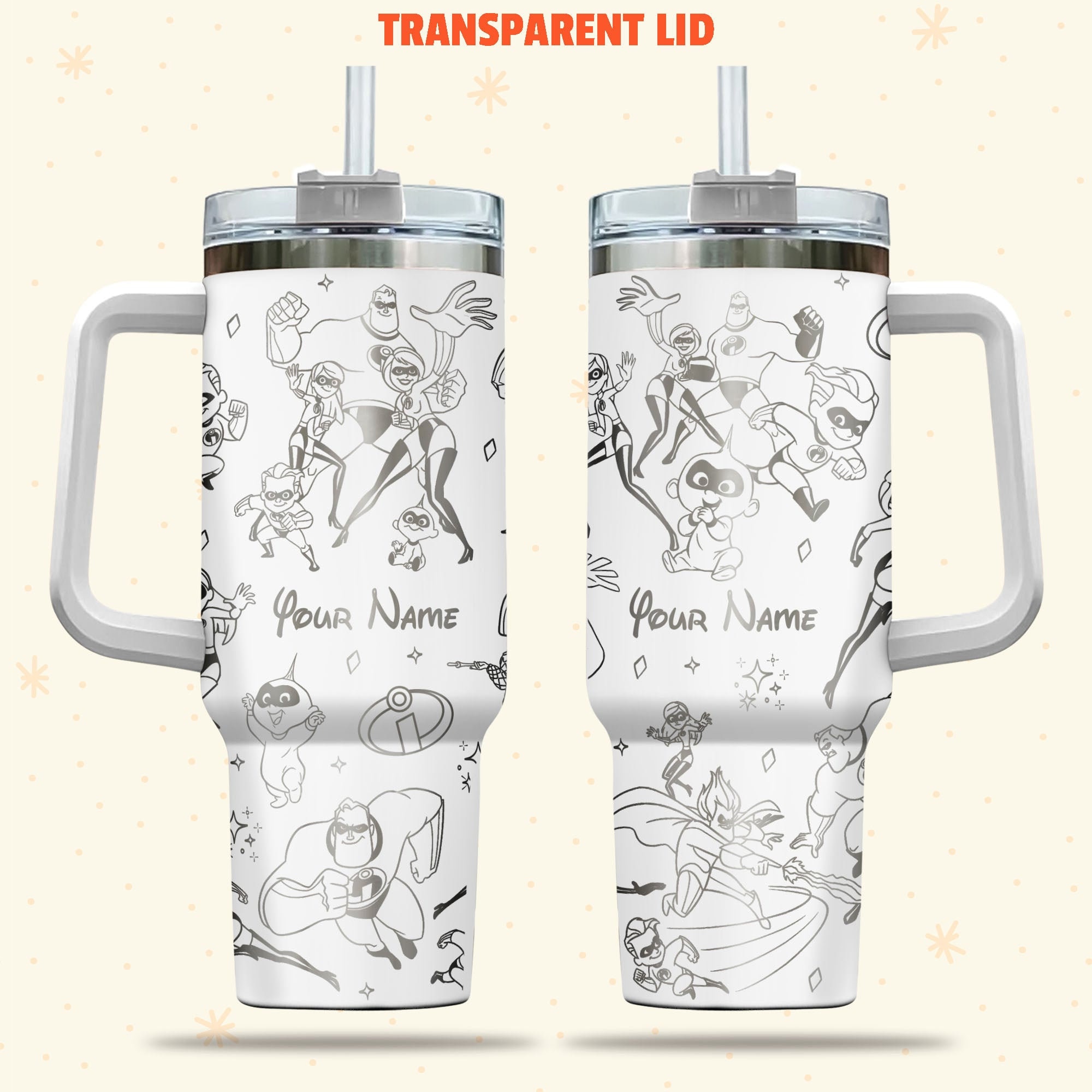 The Incredibles Disney Cartoon Custom Stanley Cup 40 oz 30 oz Tumbler With Handle