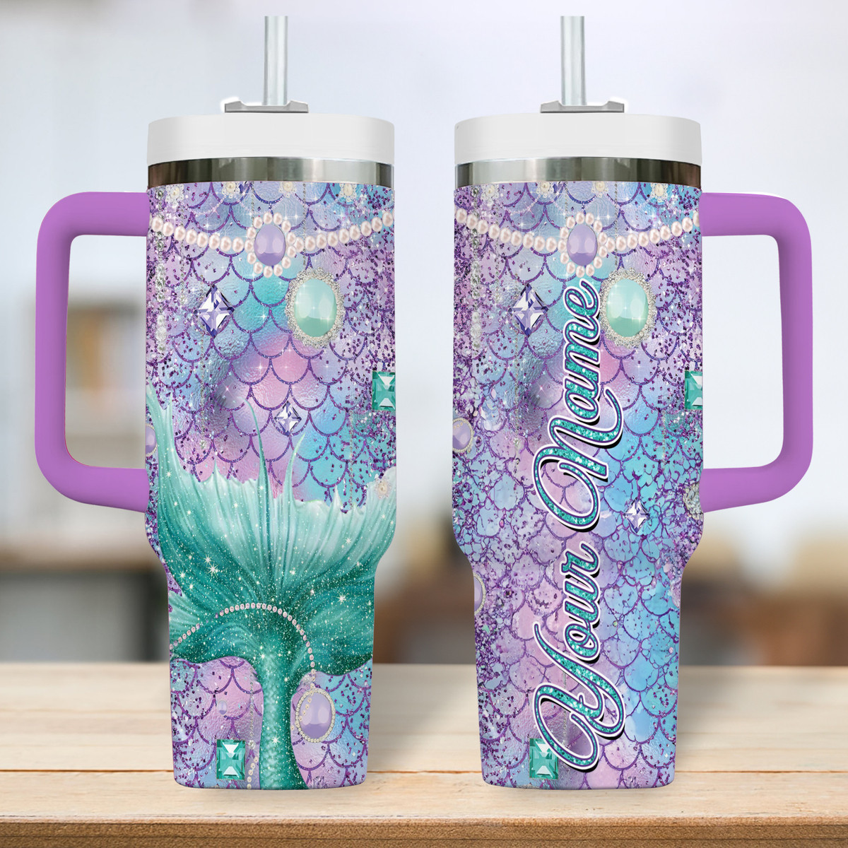 The Little Mermaid Cartoon Custom Stanley Cup 40 oz 30 oz Tumbler With Handle