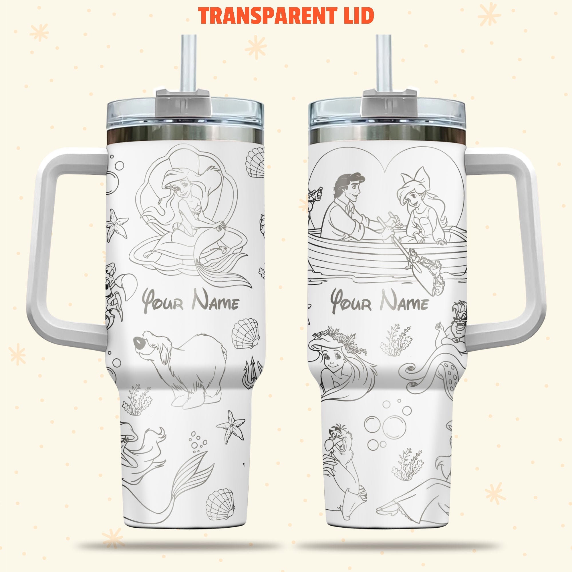 The Little Mermaid Disney Cartoon Custom Stanley Cup 40 oz 30 oz Tumbler With Handle