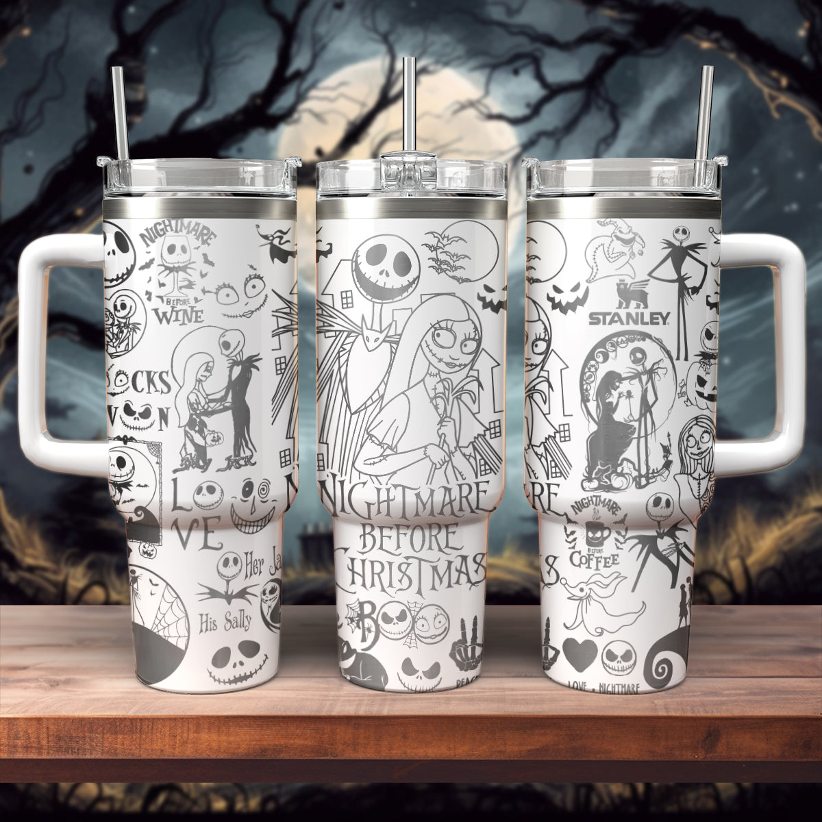 The Nightmare Before Christmas Movies Custom Stanley Cup 40 oz 30 oz Tumbler With Handle