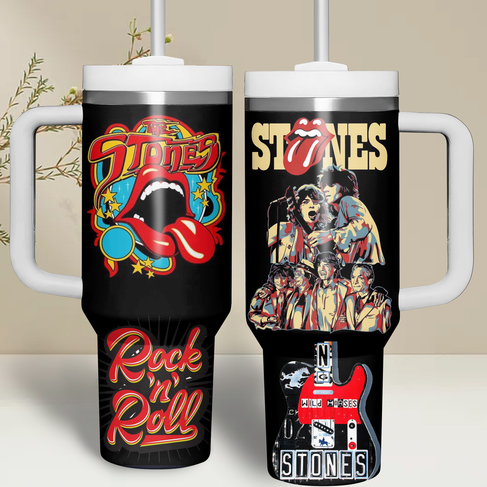 The Rolling Stones Music Custom Stanley Cup 40 oz 30 oz Tumbler With Handle