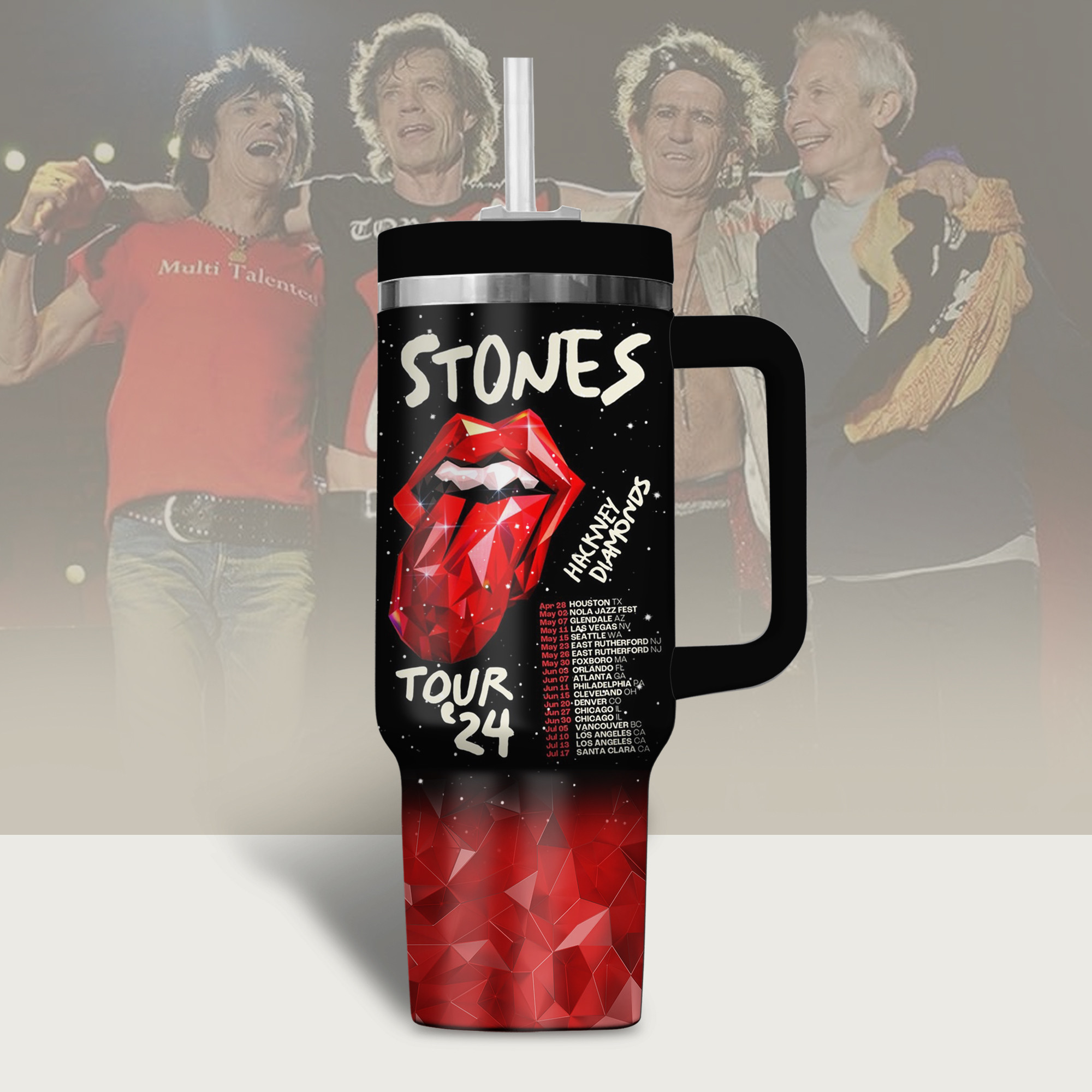 The Rolling Stones Music Custom Stanley Cup 40 oz 30 oz Tumbler With Handle