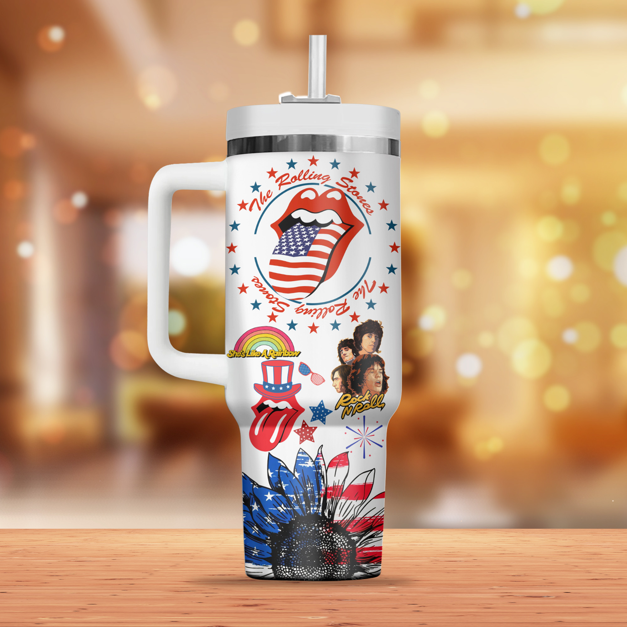 The Rolling Stones Music Custom Stanley Cup 40 oz 30 oz Tumbler With Handle