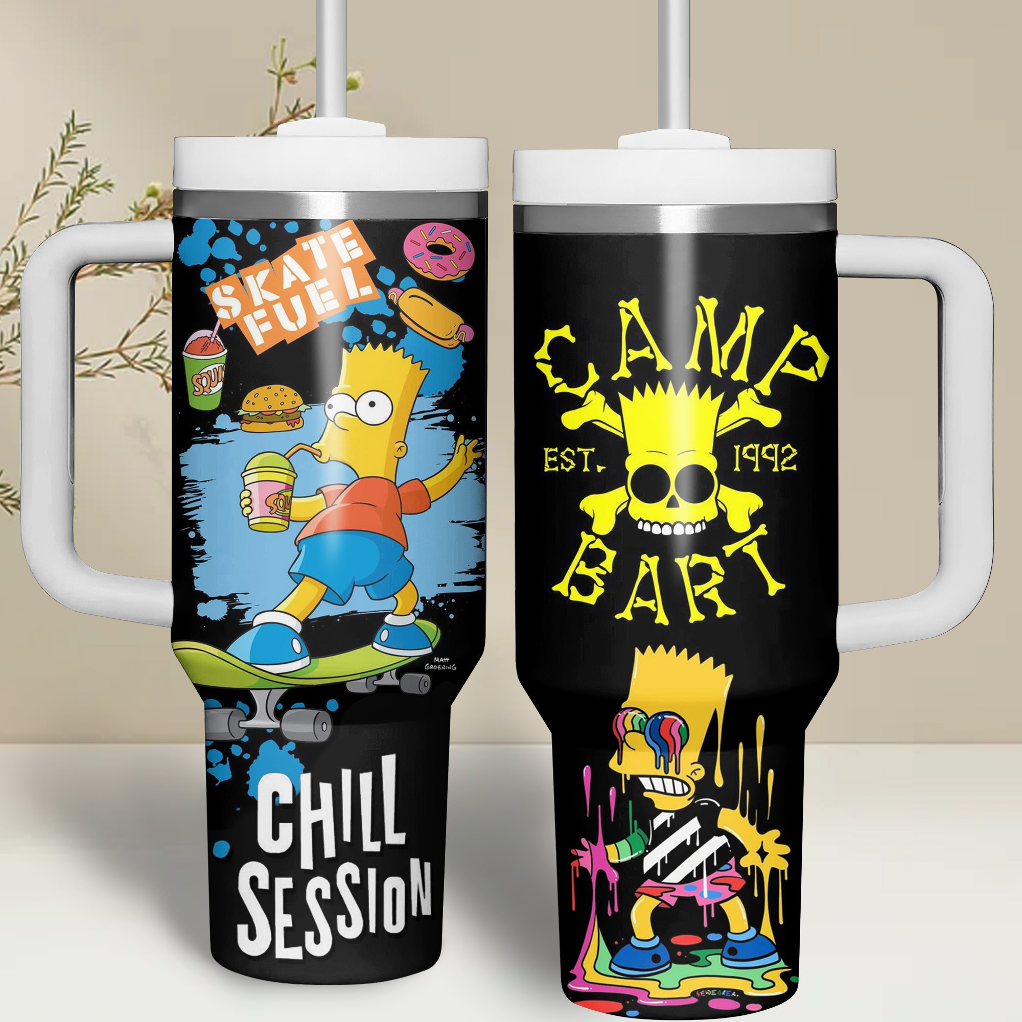 The Simpsons Cartoon Custom Stanley Cup 40 oz 30 oz Tumbler With Handle