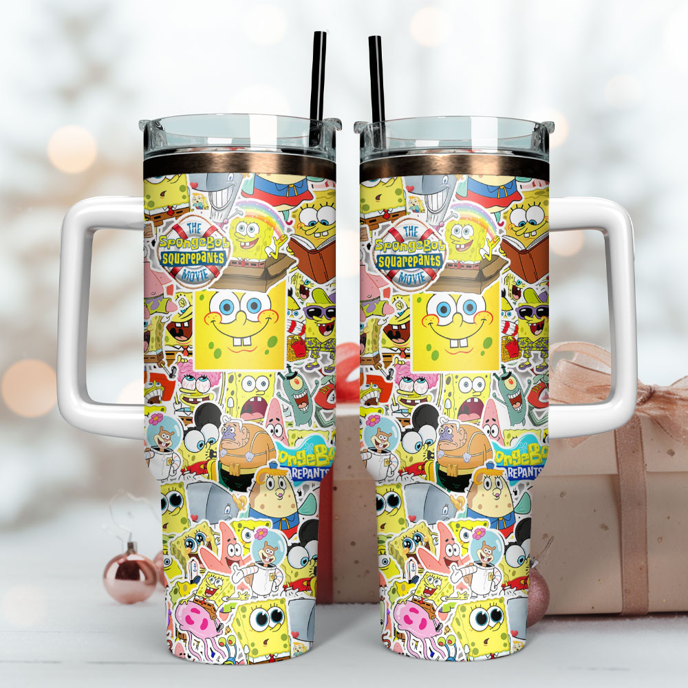 The SpongeBob SquarePants Cartoon Custom Stanley Cup 40 oz 30 oz Tumbler With Handle
