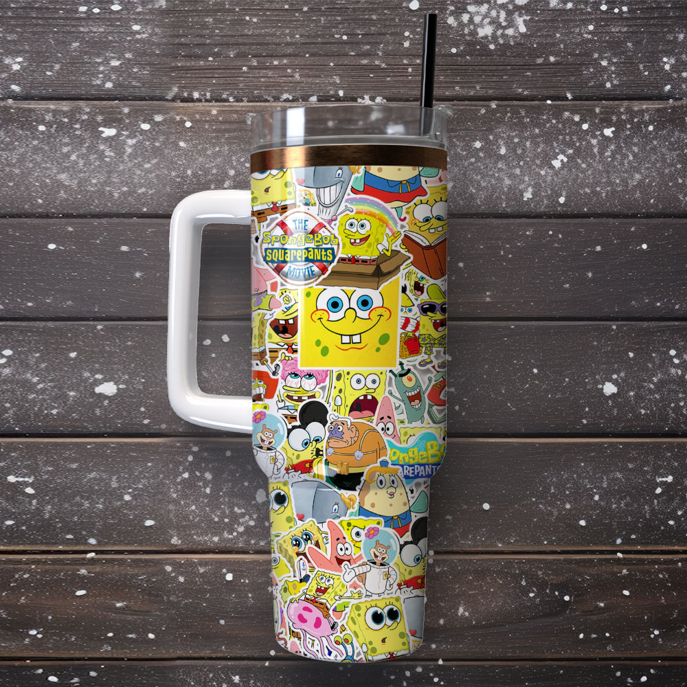 The SpongeBob SquarePants Cartoon Custom Stanley Cup 40 oz 30 oz Tumbler With Handle