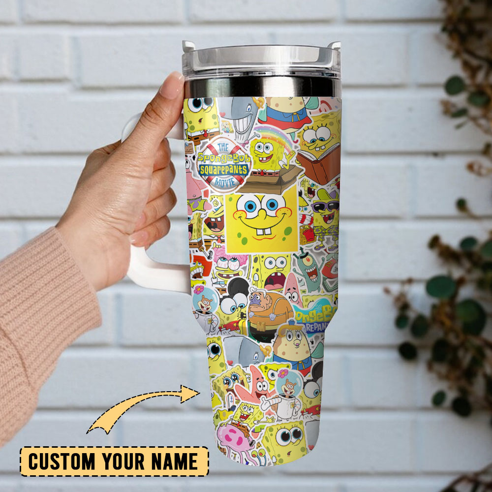 The SpongeBob SquarePants Cartoon Custom Stanley Cup 40 oz 30 oz Tumbler With Handle