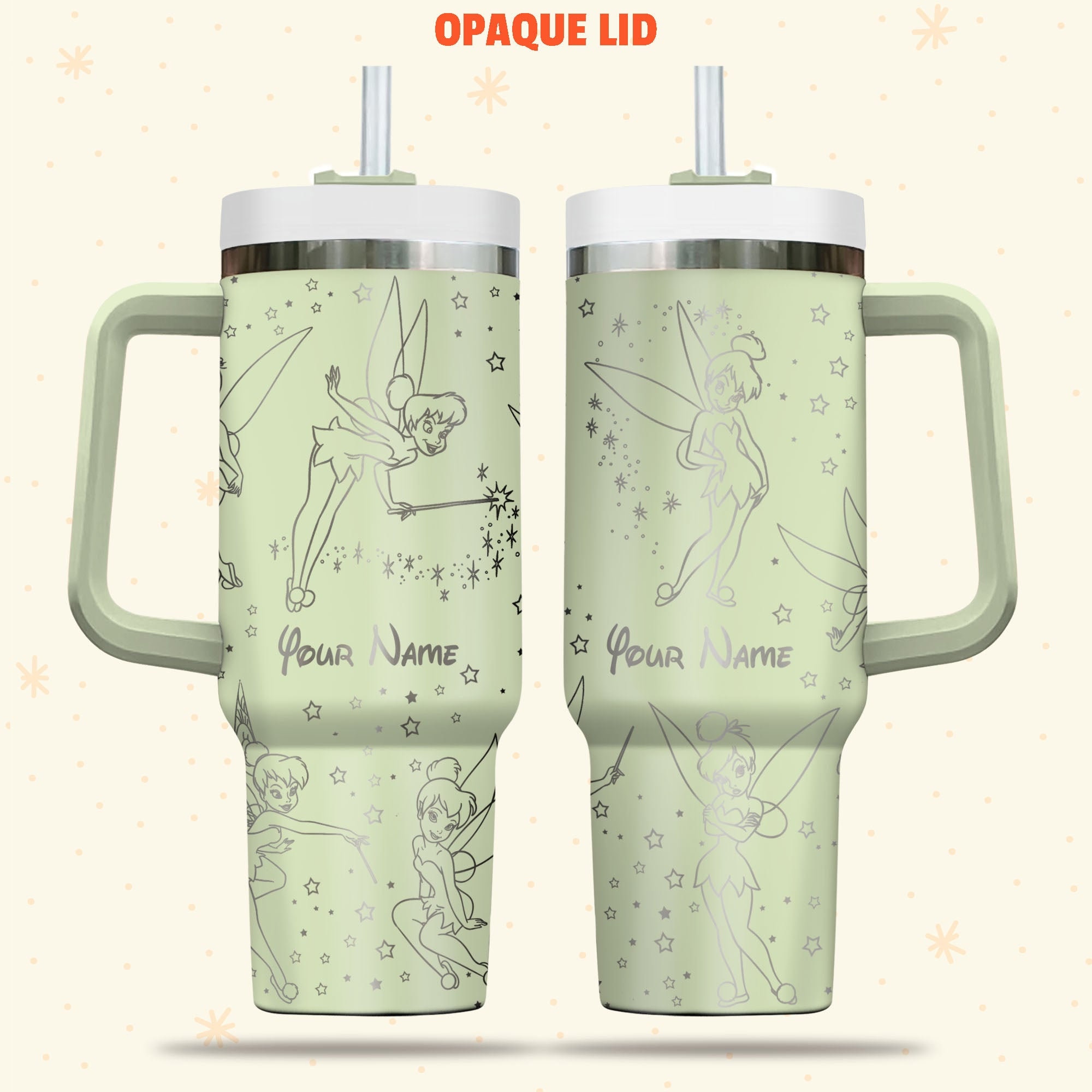 Tinkerbell Disney Cartoon Custom Stanley Cup 40 oz 30 oz Tumbler With Handle