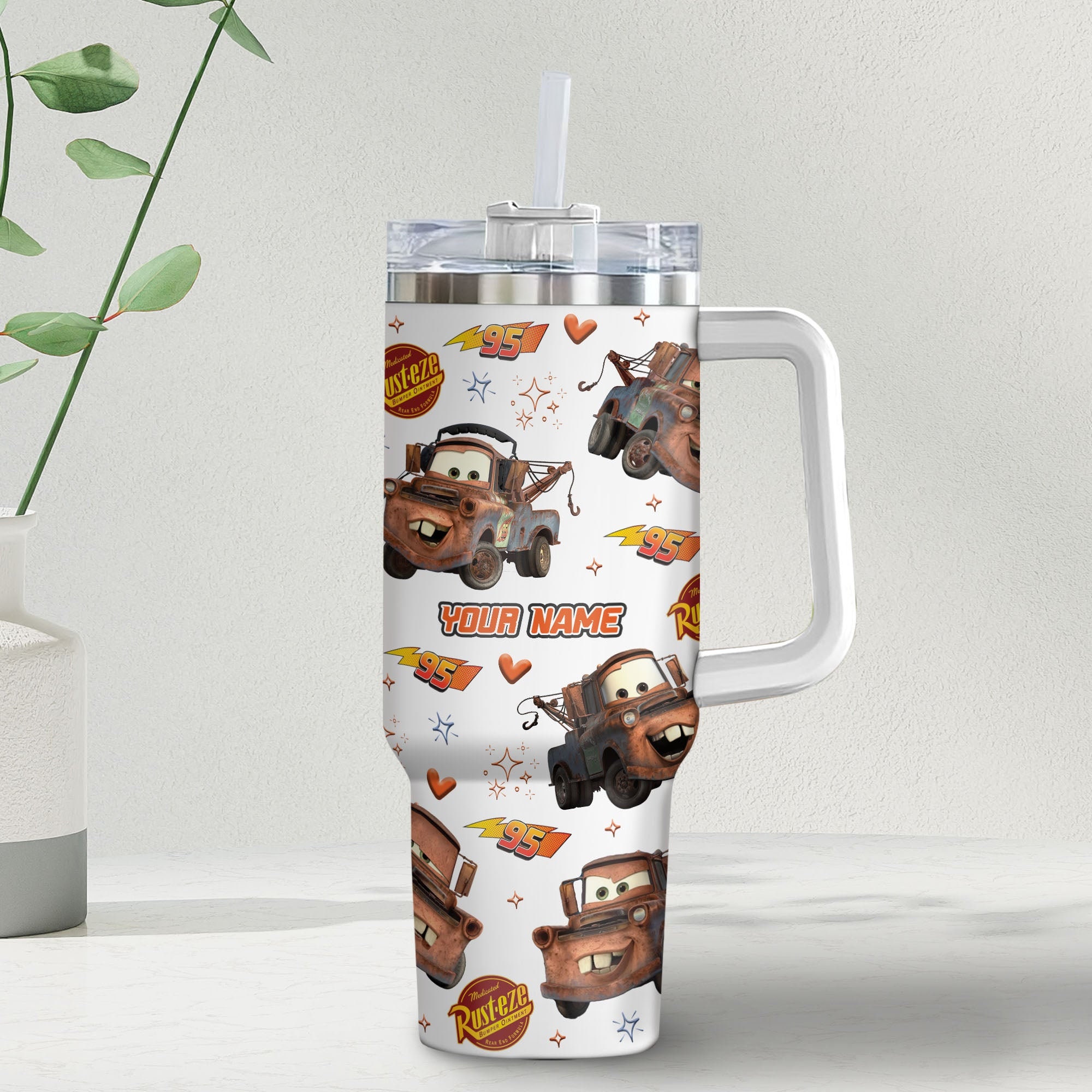 Tow Mater Cars Disney Cartoon Custom Stanley Cup 40 oz 30 oz Tumbler With Handle