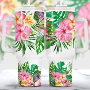 Tropical Floral Custom Stanley Cup 40 oz 30 oz Tumbler With Handle