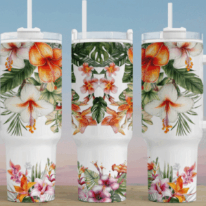 Tropical Flowers Custom Stanley Cup 40 oz 30 oz Tumbler With Handle