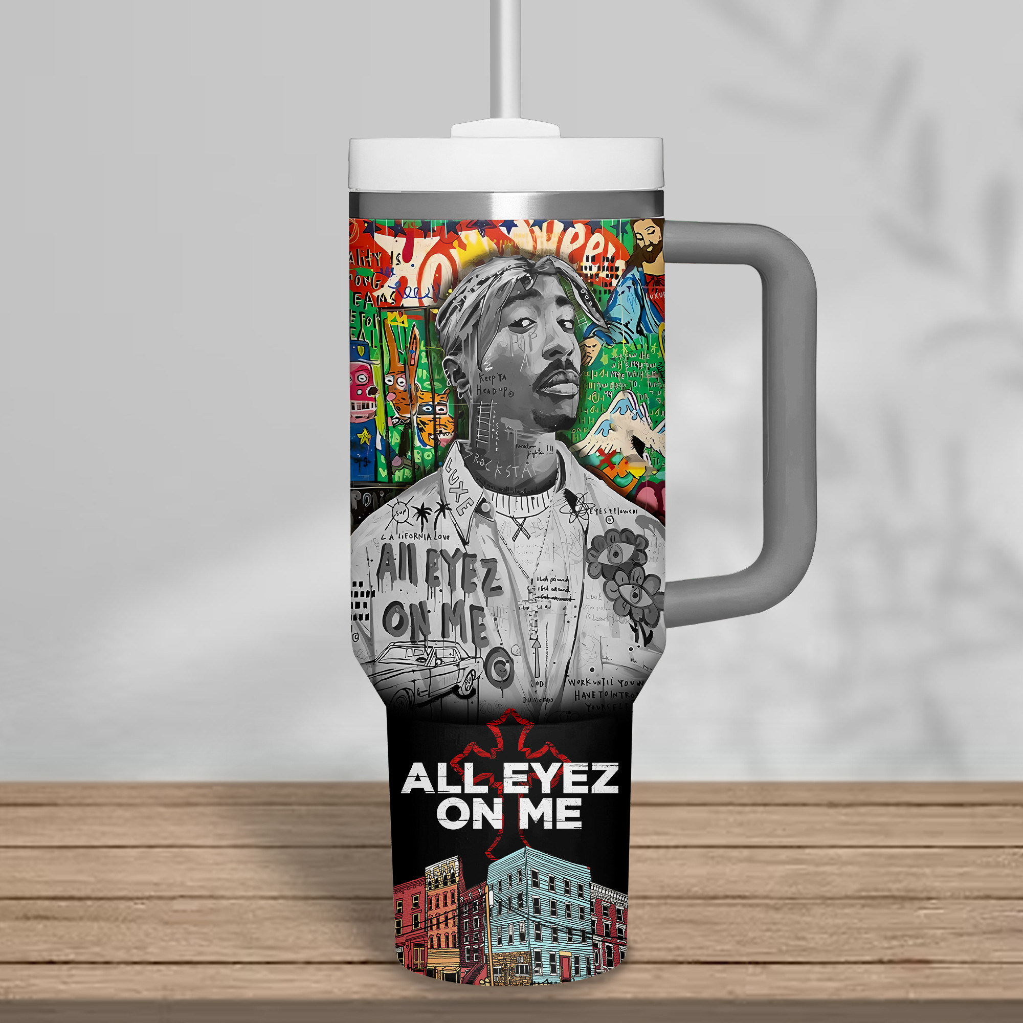 Tupac Shakur Music Custom Stanley Cup 40 oz 30 oz Tumbler With Handle