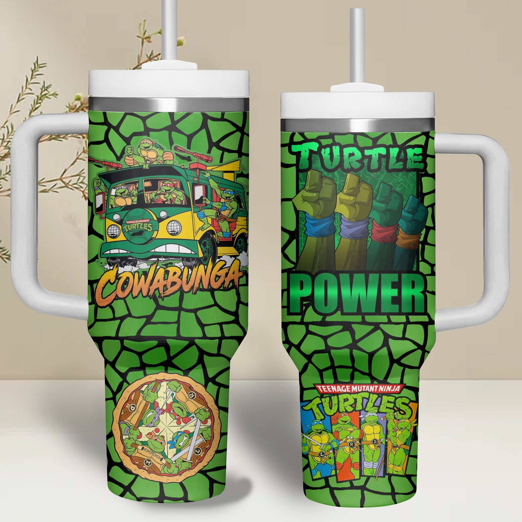 Turtle Power Cartoon Custom Stanley Cup 40 oz 30 oz Tumbler With Handle