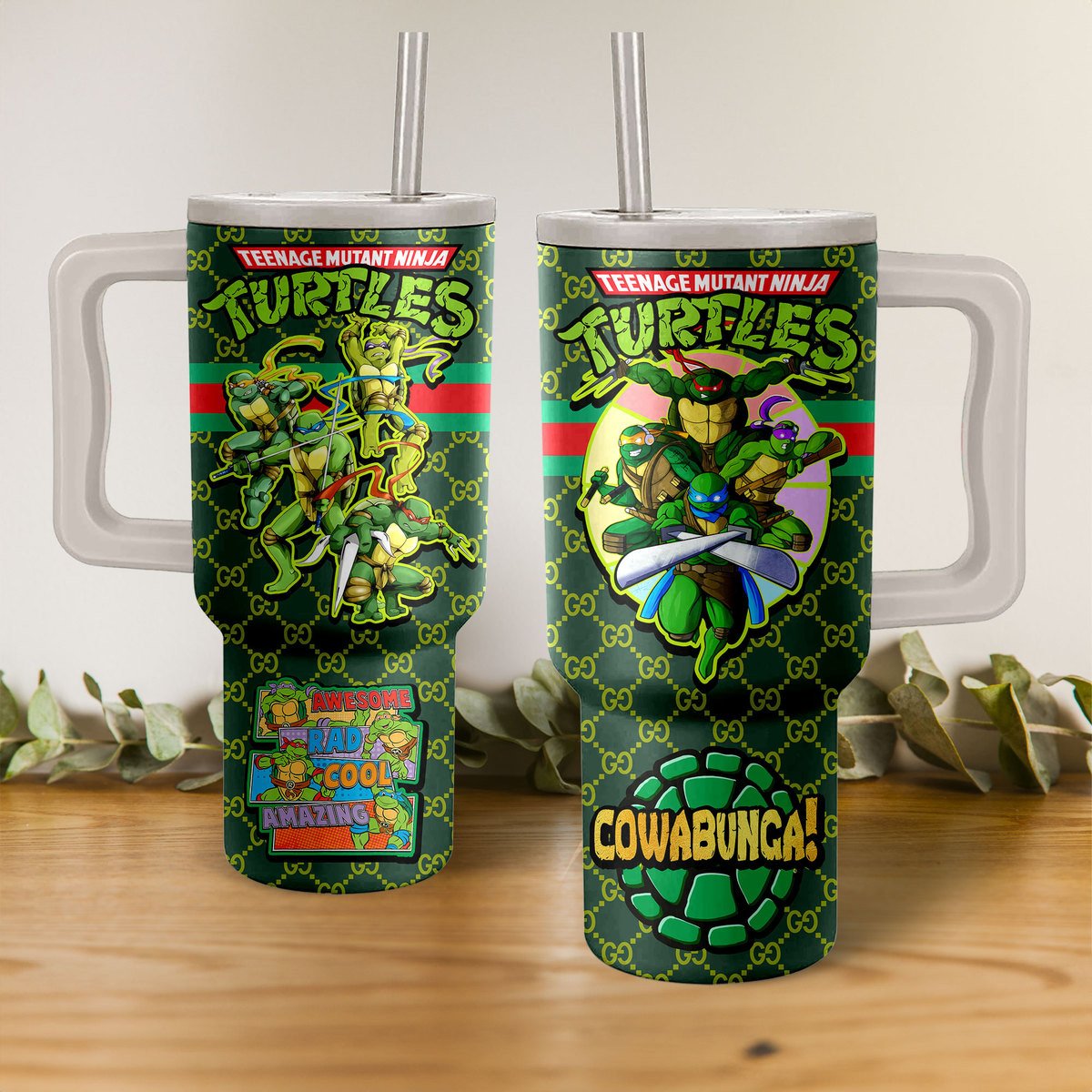Turtle Power Cartoon Custom Stanley Cup 40 oz 30 oz Tumbler With Handle