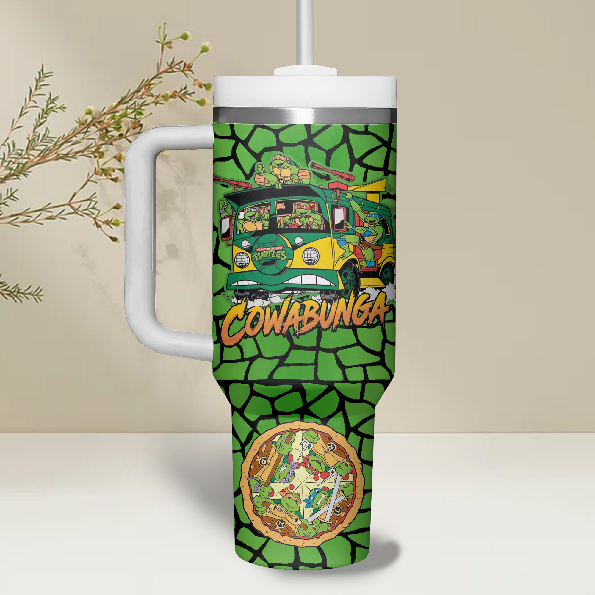 Turtle Power Cartoon Custom Stanley Cup 40 oz 30 oz Tumbler With Handle