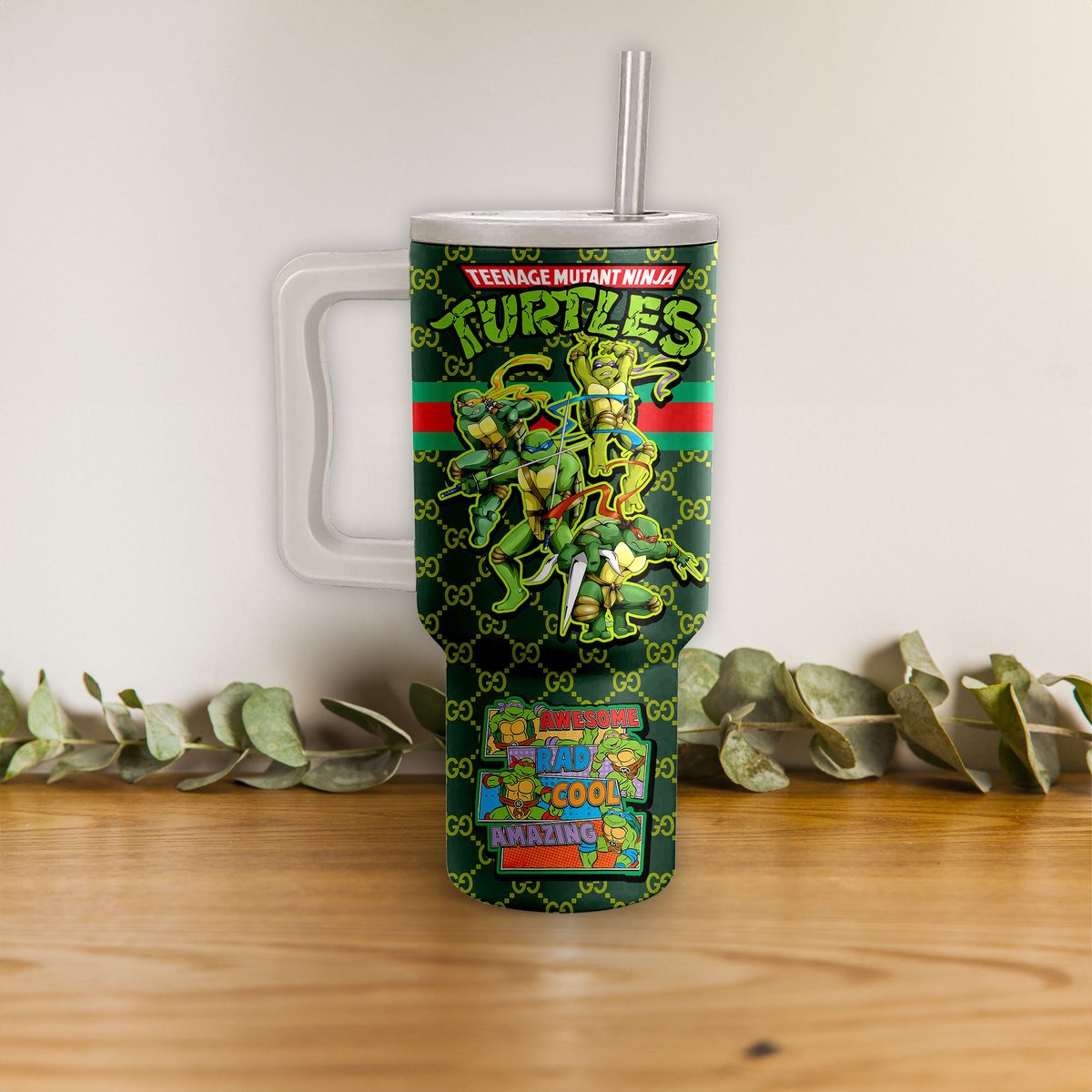 Turtle Power Cartoon Custom Stanley Cup 40 oz 30 oz Tumbler With Handle