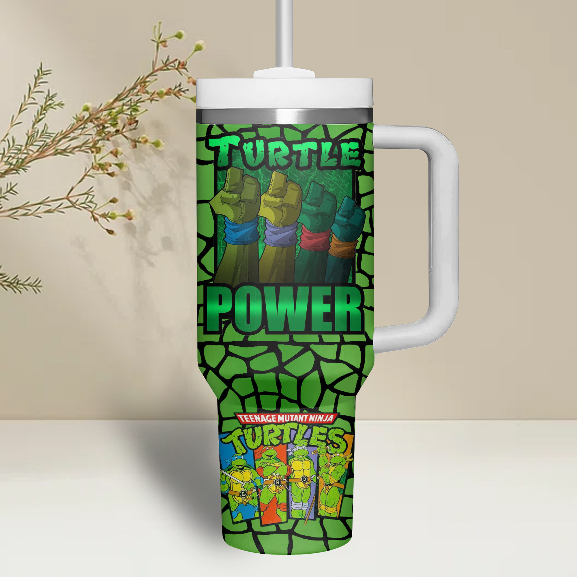 Turtle Power Cartoon Custom Stanley Cup 40 oz 30 oz Tumbler With Handle