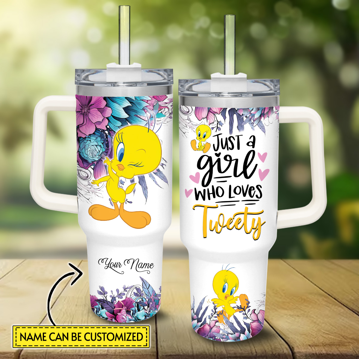 Tweety Looney Tunes Cartoon Custom Stanley Cup 40 oz 30 oz Tumbler With Handle