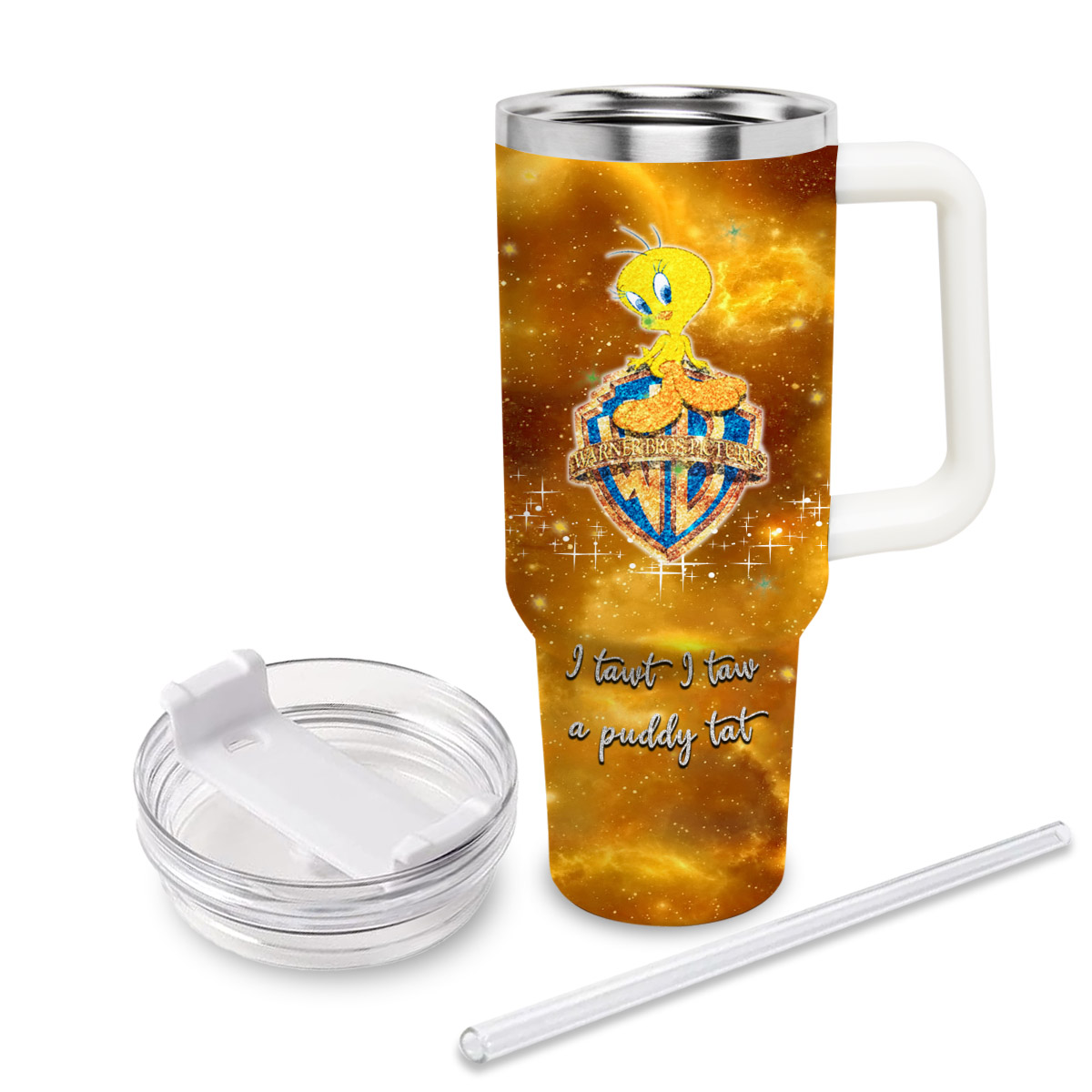Tweety Looney Tunes Cartoon Custom Stanley Cup 40 oz 30 oz Tumbler With Handle