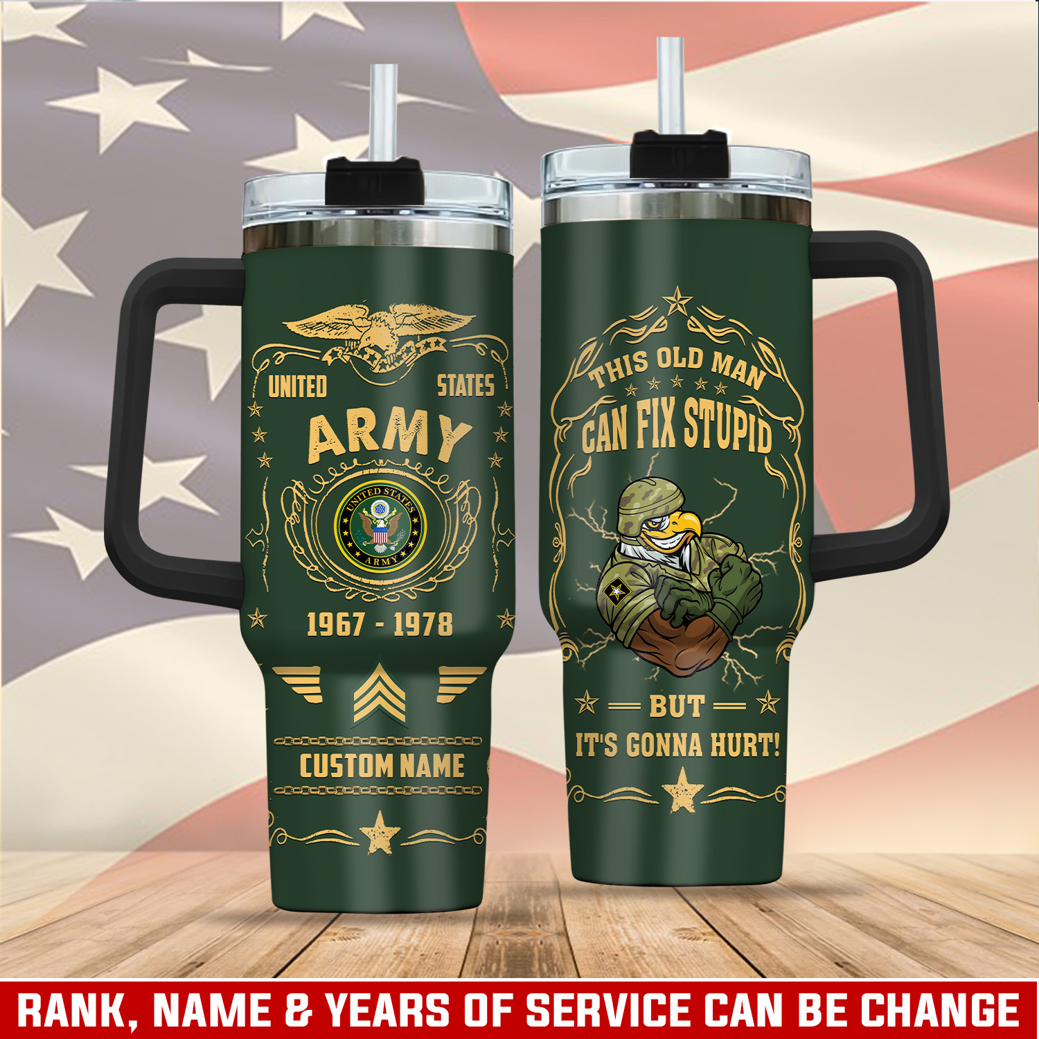 United States Army Custom Stanley Cup 40 oz 30 oz Tumbler With Handle