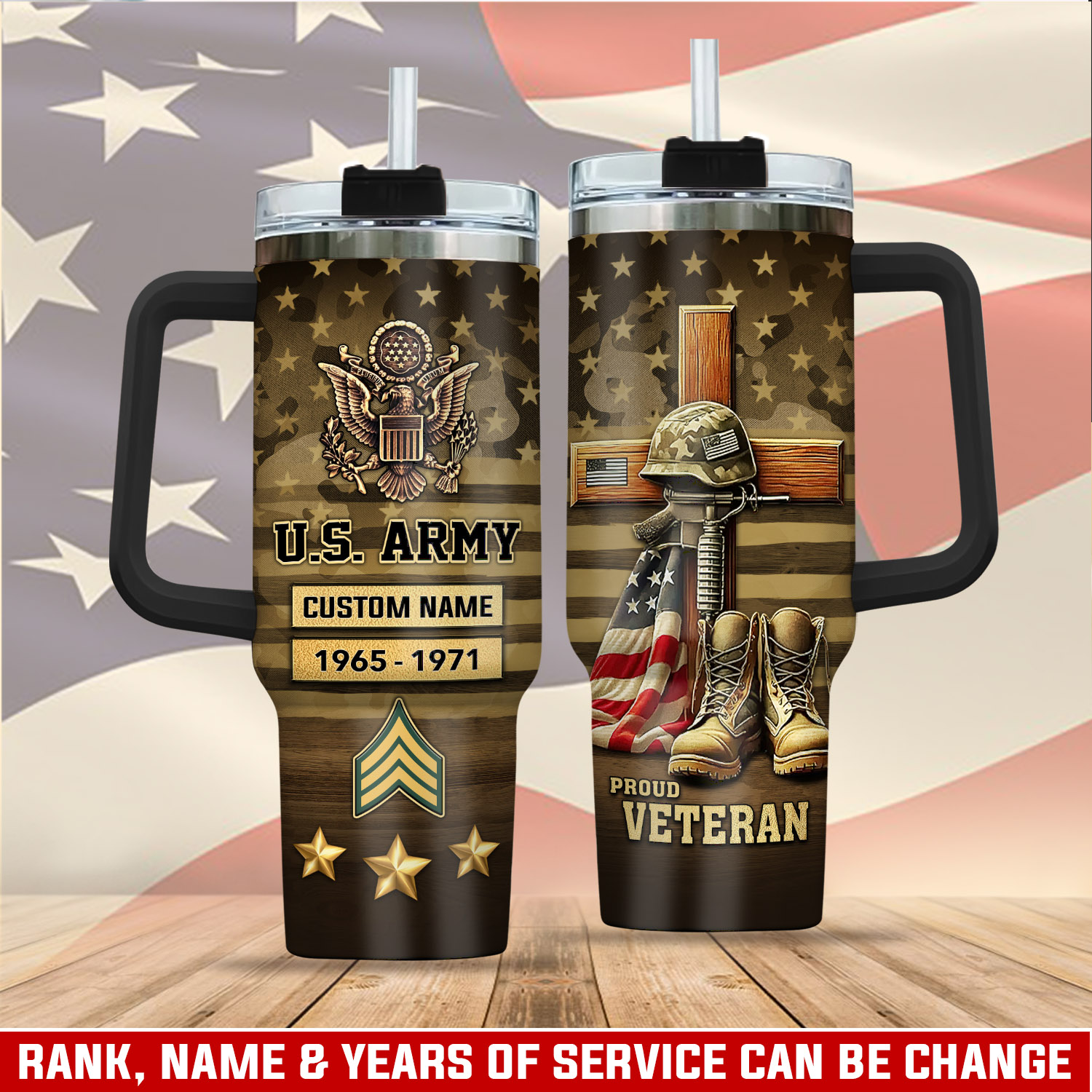 United States Army Custom Stanley Cup 40 oz 30 oz Tumbler With Handle