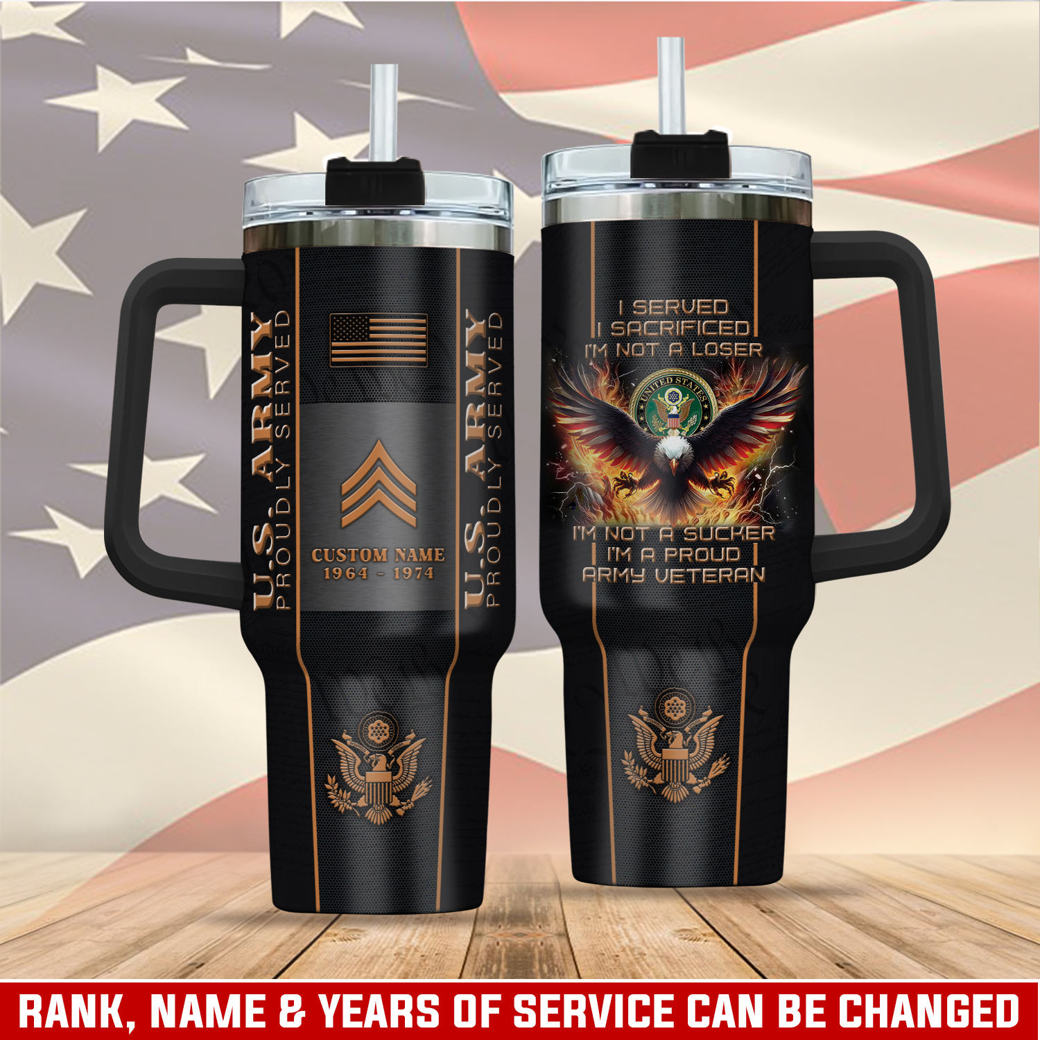 United States Army Custom Stanley Cup 40 oz 30 oz Tumbler With Handle