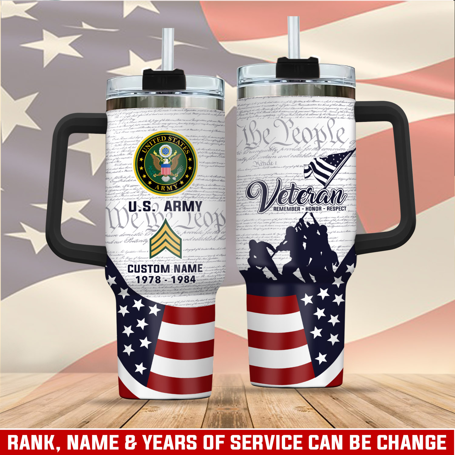 United States Army Custom Stanley Cup 40 oz 30 oz Tumbler With Handle