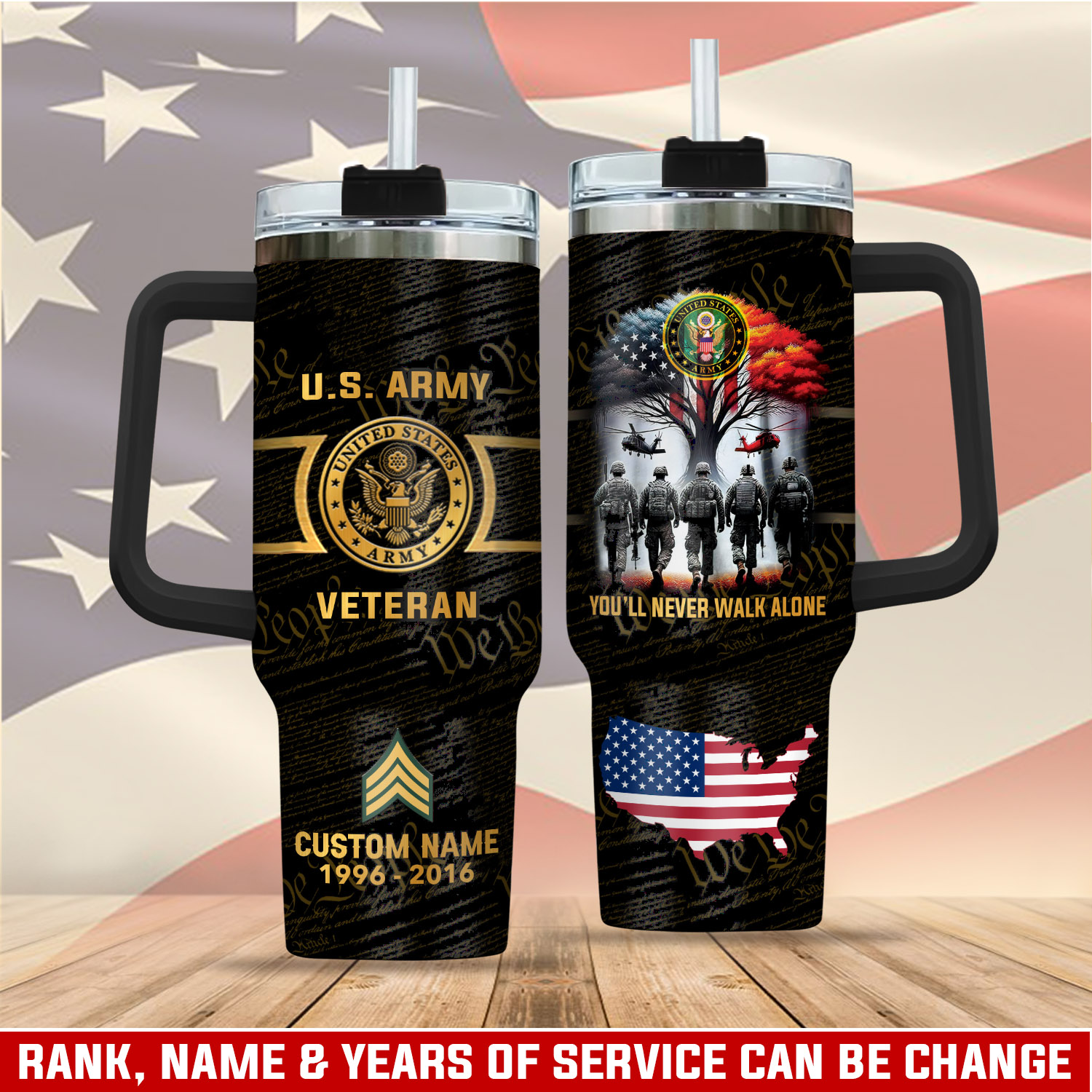 United States Army Custom Stanley Cup 40 oz 30 oz Tumbler With Handle