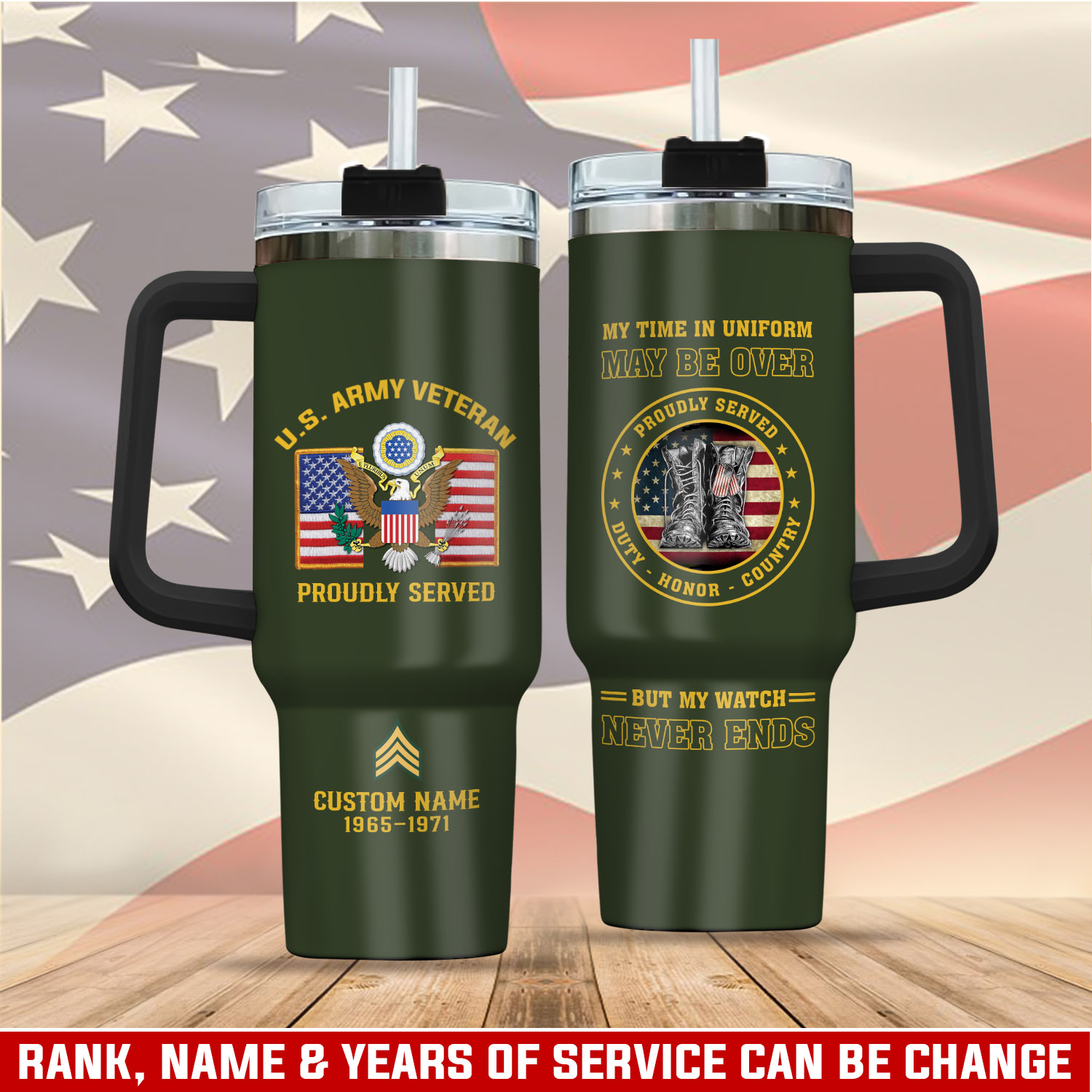 United States Army Custom Stanley Cup 40 oz 30 oz Tumbler With Handle