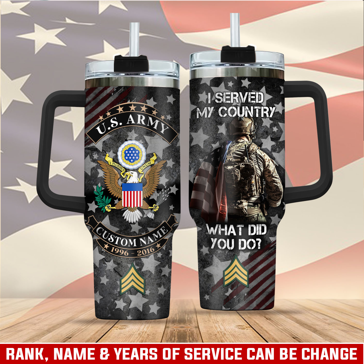 United States Army Custom Stanley Cup 40 oz 30 oz Tumbler With Handle