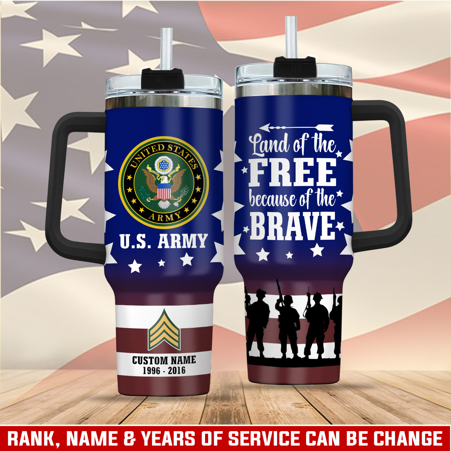 United States Army Custom Stanley Cup 40 oz 30 oz Tumbler With Handle