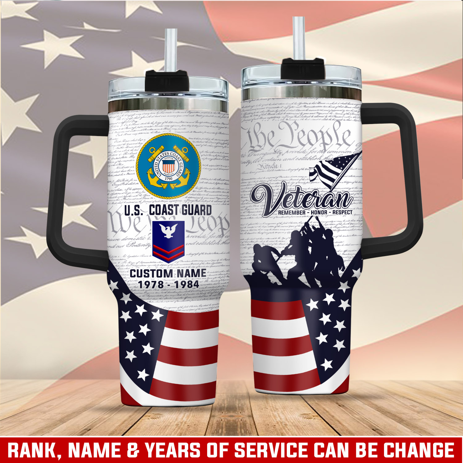 United States Coast Guard Custom Stanley Cup 40 oz 30 oz Tumbler With Handle