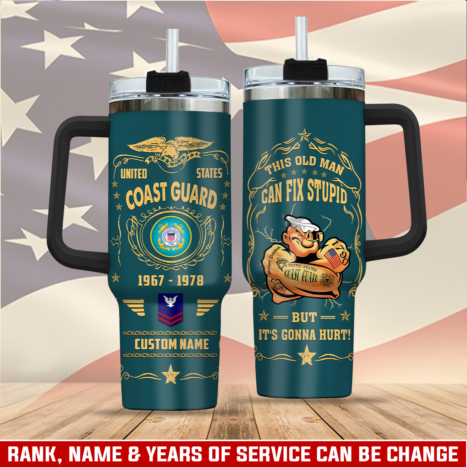 United States Coast Guard Custom Stanley Cup 40 oz 30 oz Tumbler With Handle