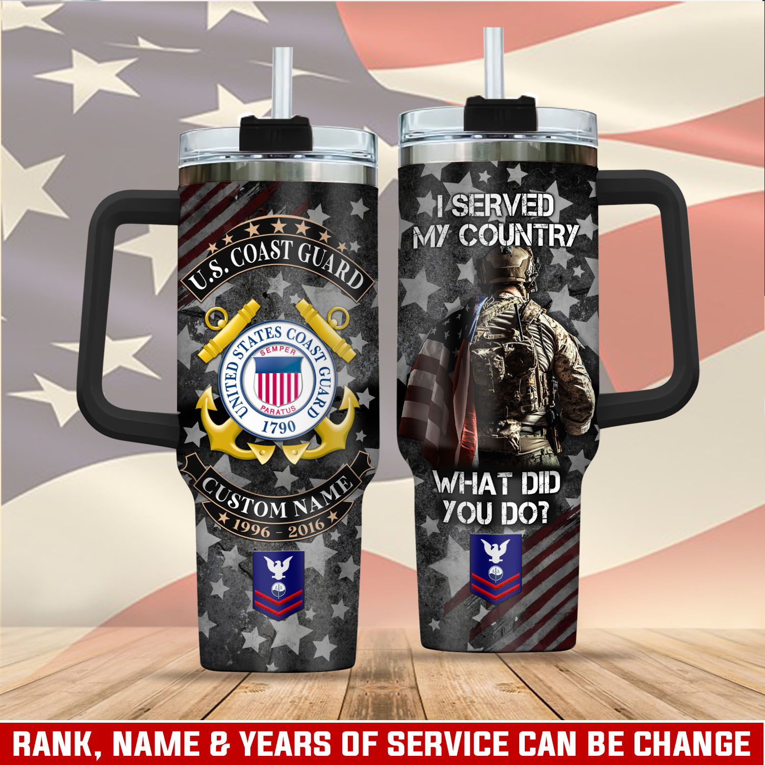 United States Coast Guard Custom Stanley Cup 40 oz 30 oz Tumbler With Handle