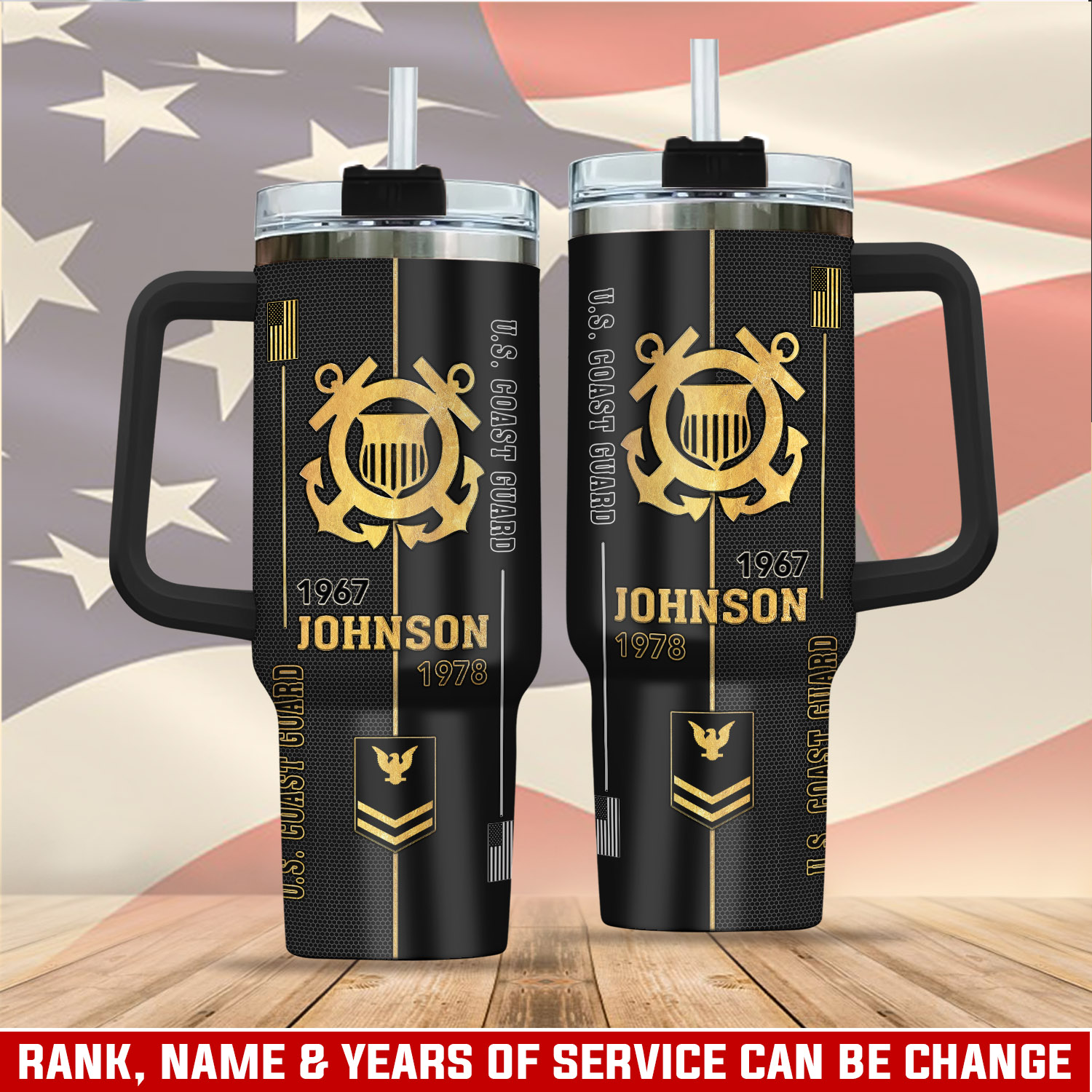 United States Coast Guard Custom Stanley Cup 40 oz 30 oz Tumbler With Handle