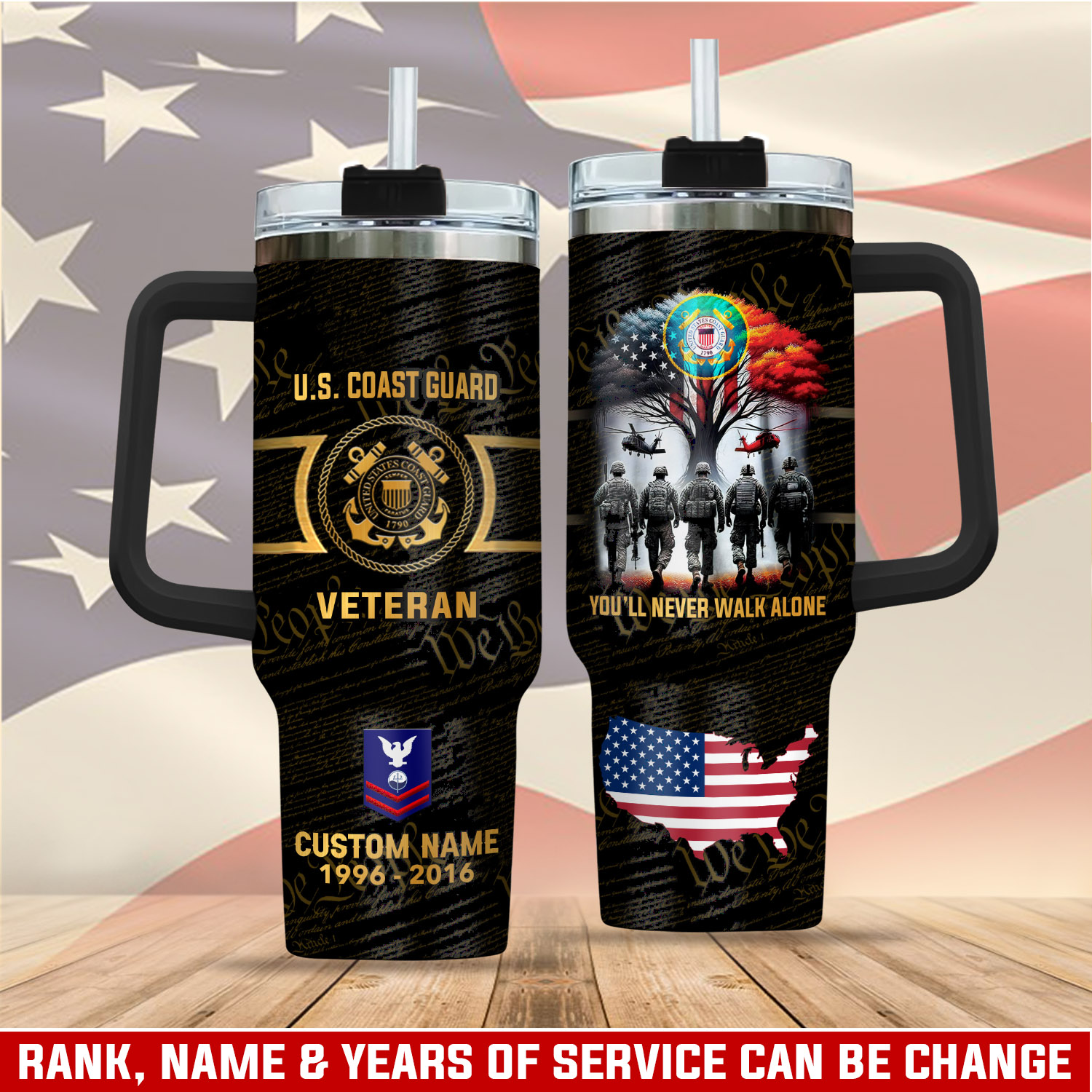 United States Coast Guard Custom Stanley Cup 40 oz 30 oz Tumbler With Handle