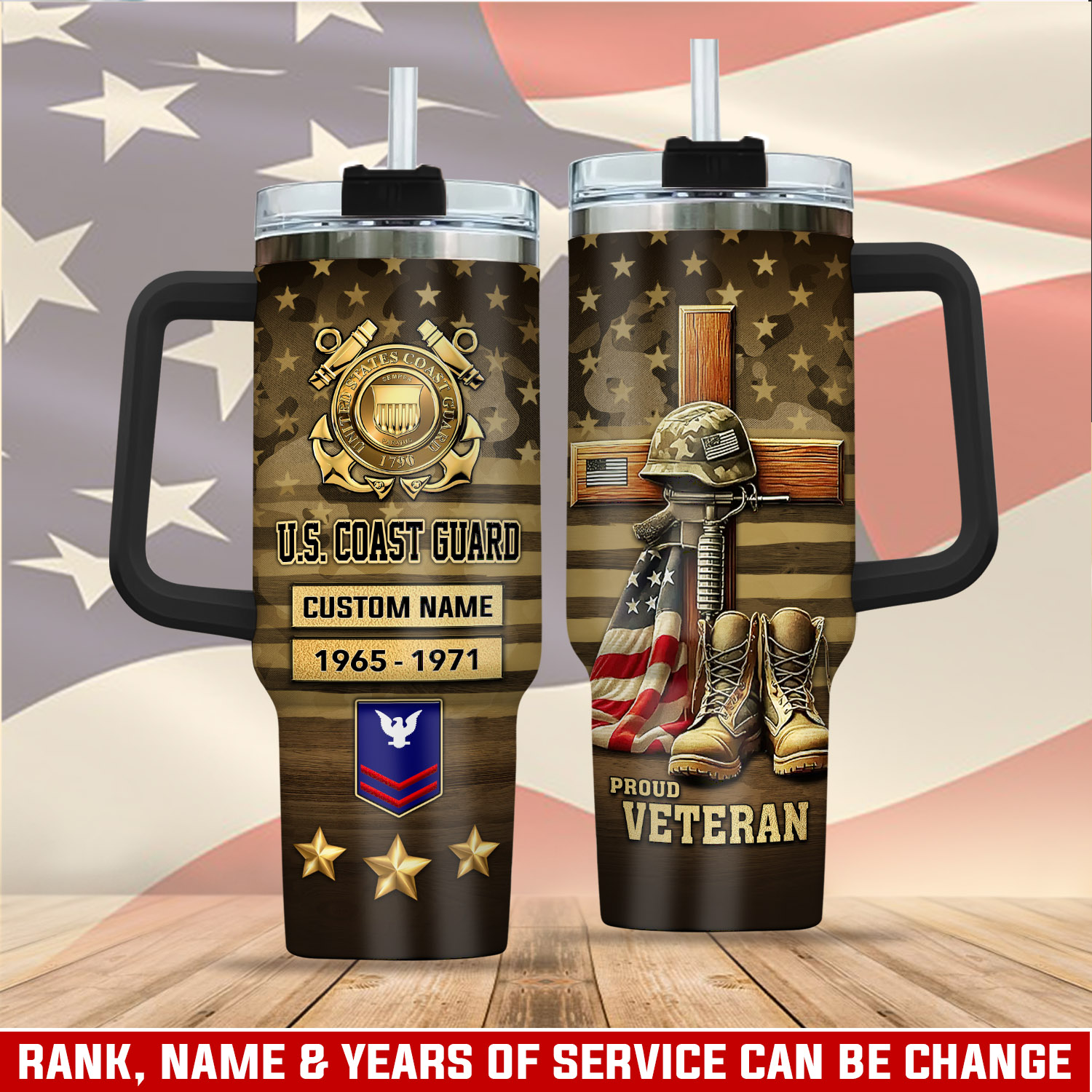United States Coast Guard Custom Stanley Cup 40 oz 30 oz Tumbler With Handle