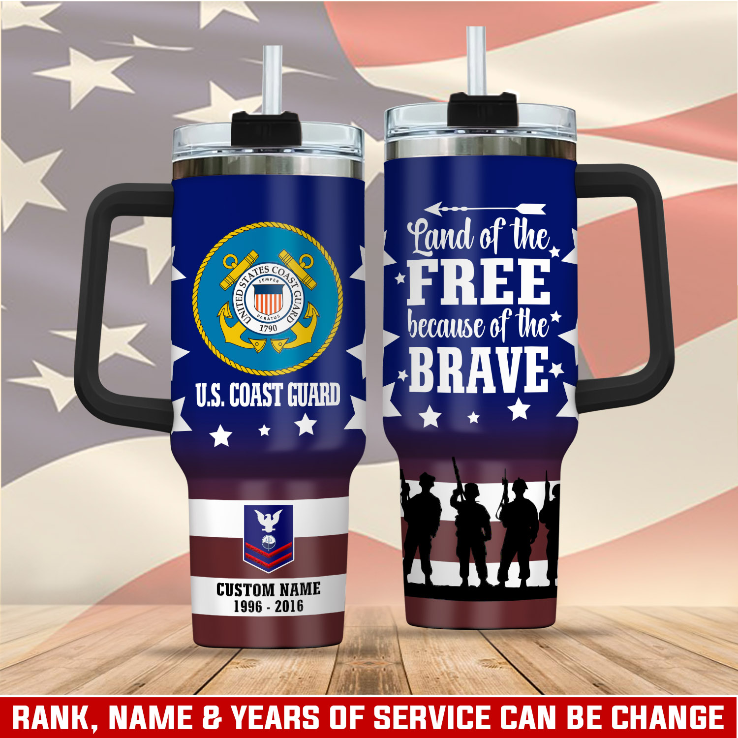 United States Coast Guard Custom Stanley Cup 40 oz 30 oz Tumbler With Handle