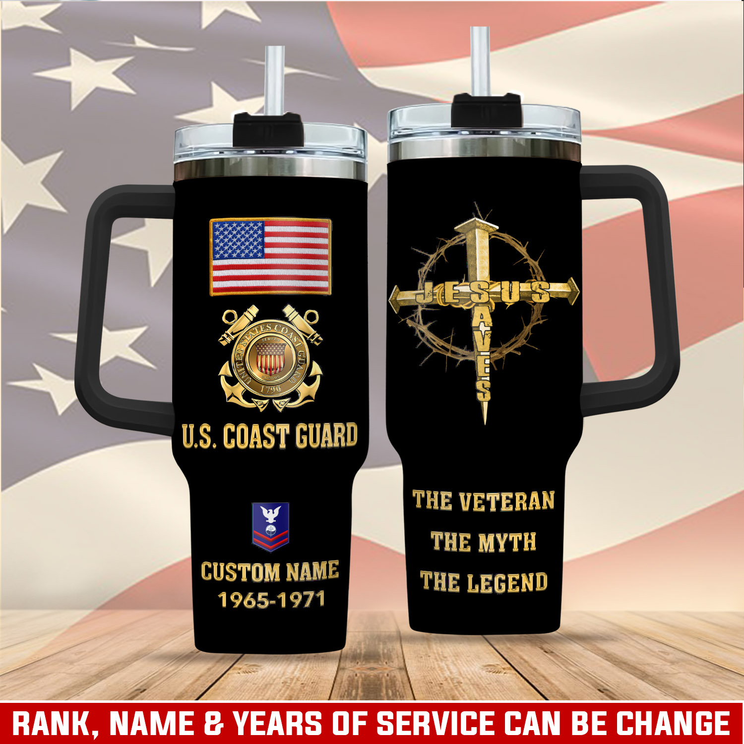 United States Coast Guard Custom Stanley Cup 40 oz 30 oz Tumbler With Handle