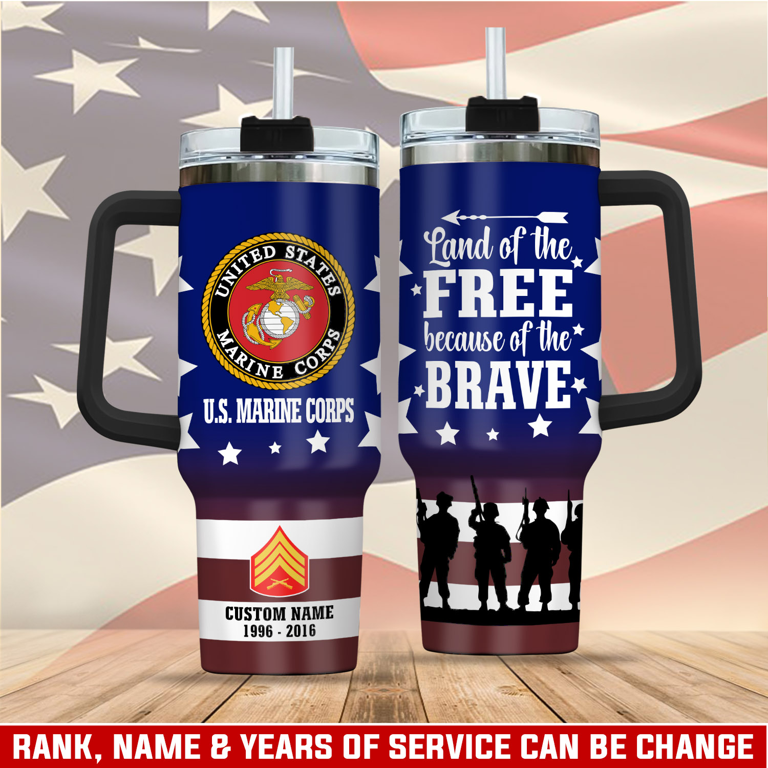 United States Marine Corps Custom Stanley Cup 40 oz 30 oz Tumbler With Handle