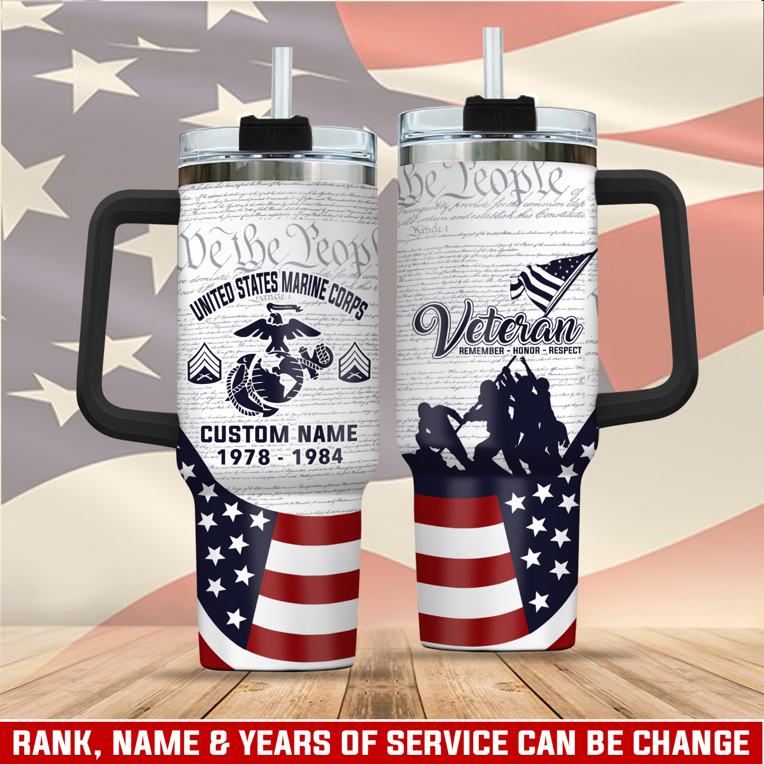 United States Marine Corps Custom Stanley Cup 40 oz 30 oz Tumbler With Handle