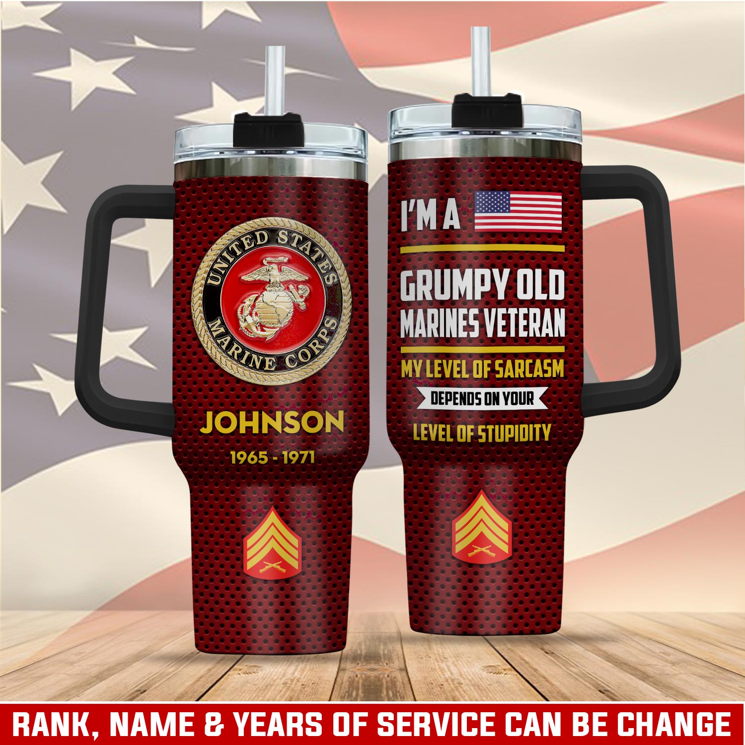 United States Marine Corps Custom Stanley Cup 40 oz 30 oz Tumbler With Handle