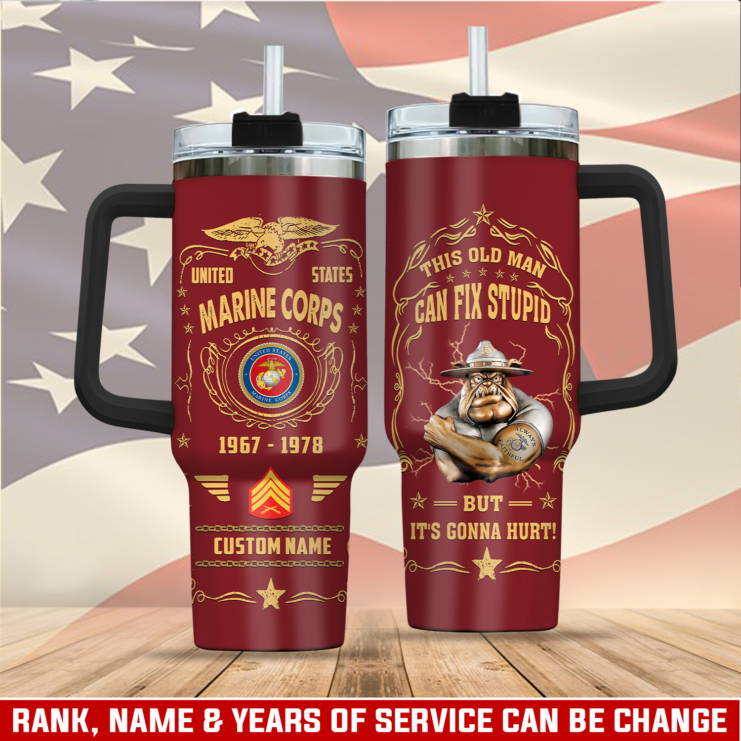 United States Marine Corps Custom Stanley Cup 40 oz 30 oz Tumbler With Handle