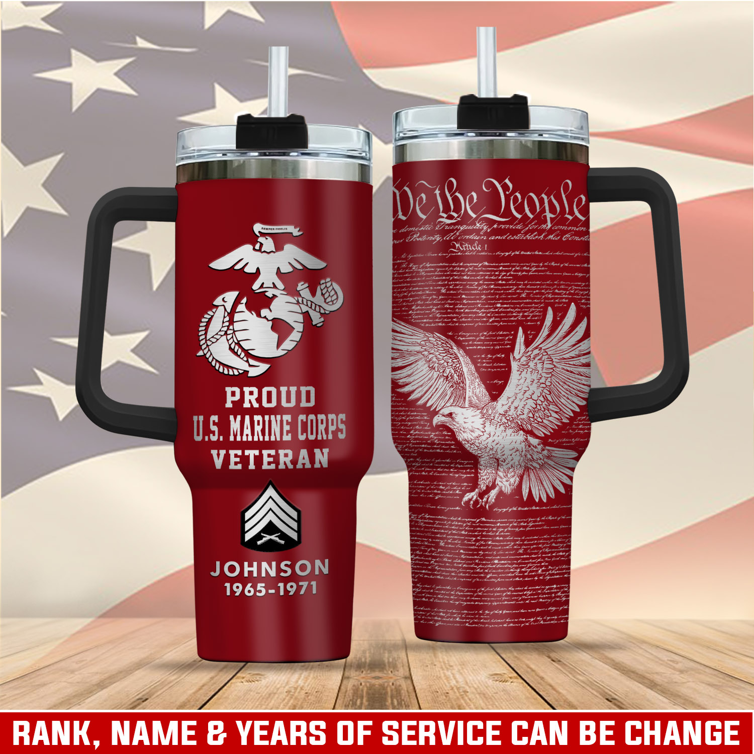 United States Marine Corps Custom Stanley Cup 40 oz 30 oz Tumbler With Handle