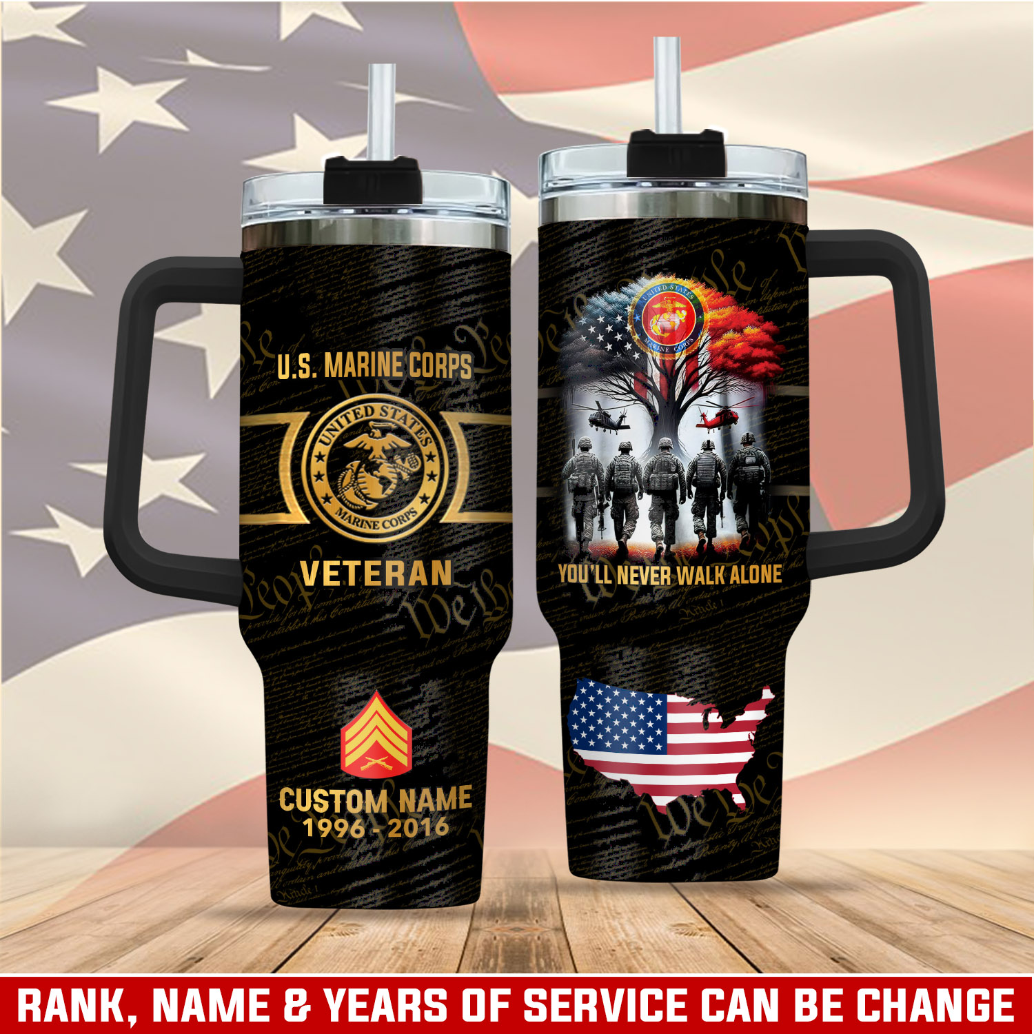 United States Marine Corps Custom Stanley Cup 40 oz 30 oz Tumbler With Handle
